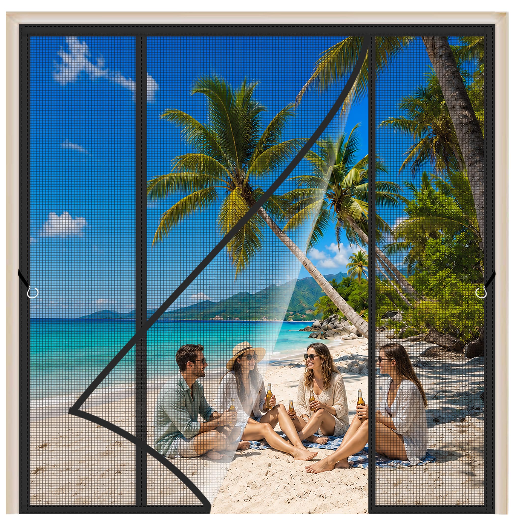 Magnetic Fly Screen Door Side Opening for Double Doors Black 150x295cm Reliable auto-Closing System that Works Every Single time Keep Bugs Out While Enjoying Fresh Air