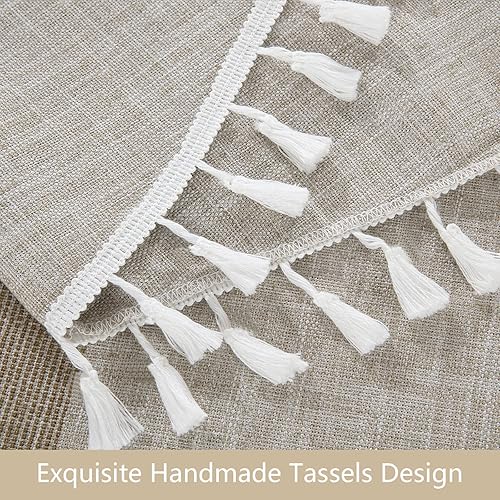 Miniatura 6 de HOMBYS Mantel ovalado bordado sólido con borlas para mesa ovalada, 52 x 70 pulgadas, de encaje, a prueba de polvo, para cocina, comedor, decoración