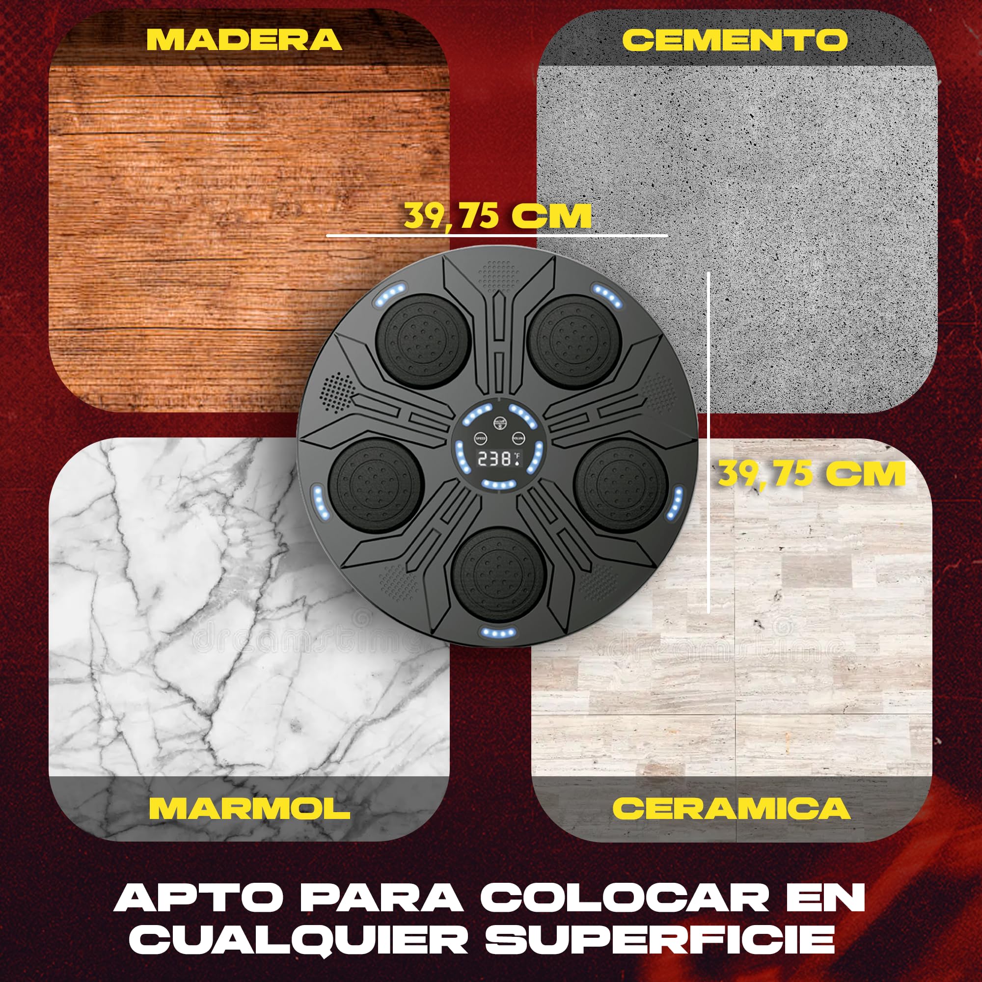 Simulador de Boxeo Inteligente | Máquina de Boxeo Musical con Guantes | Bluetooth y Pantalla LED | 9 Modos de Entrenamiento | Luces RGB | Entrena en Casa para Adultos y Niños