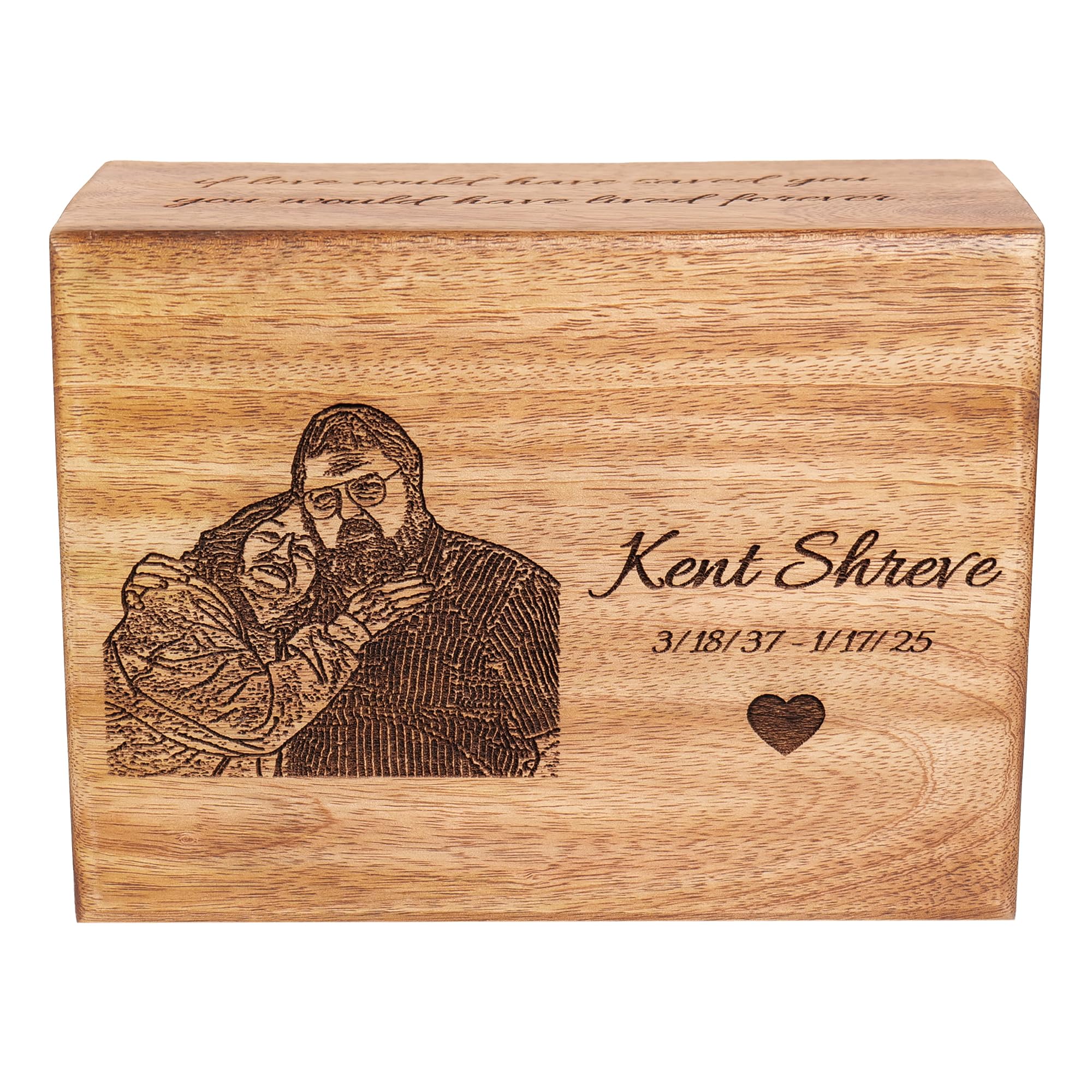 Urnas de cremación funerarias personalizadas hechas a mano para cenizas humanas para adultos, urnas de entierro para columbario, urna con foto grabada