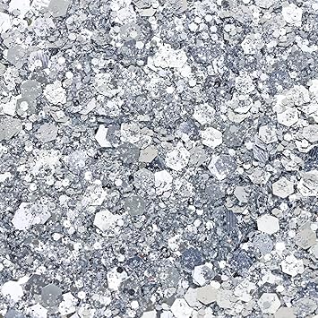 Penta Angel Chunky Glitter 50g/1.76oz Metallic Glitter Powder Craft Sequins Flakes for Resin Art Nail Makeup Face Body Festival Decoration Silver