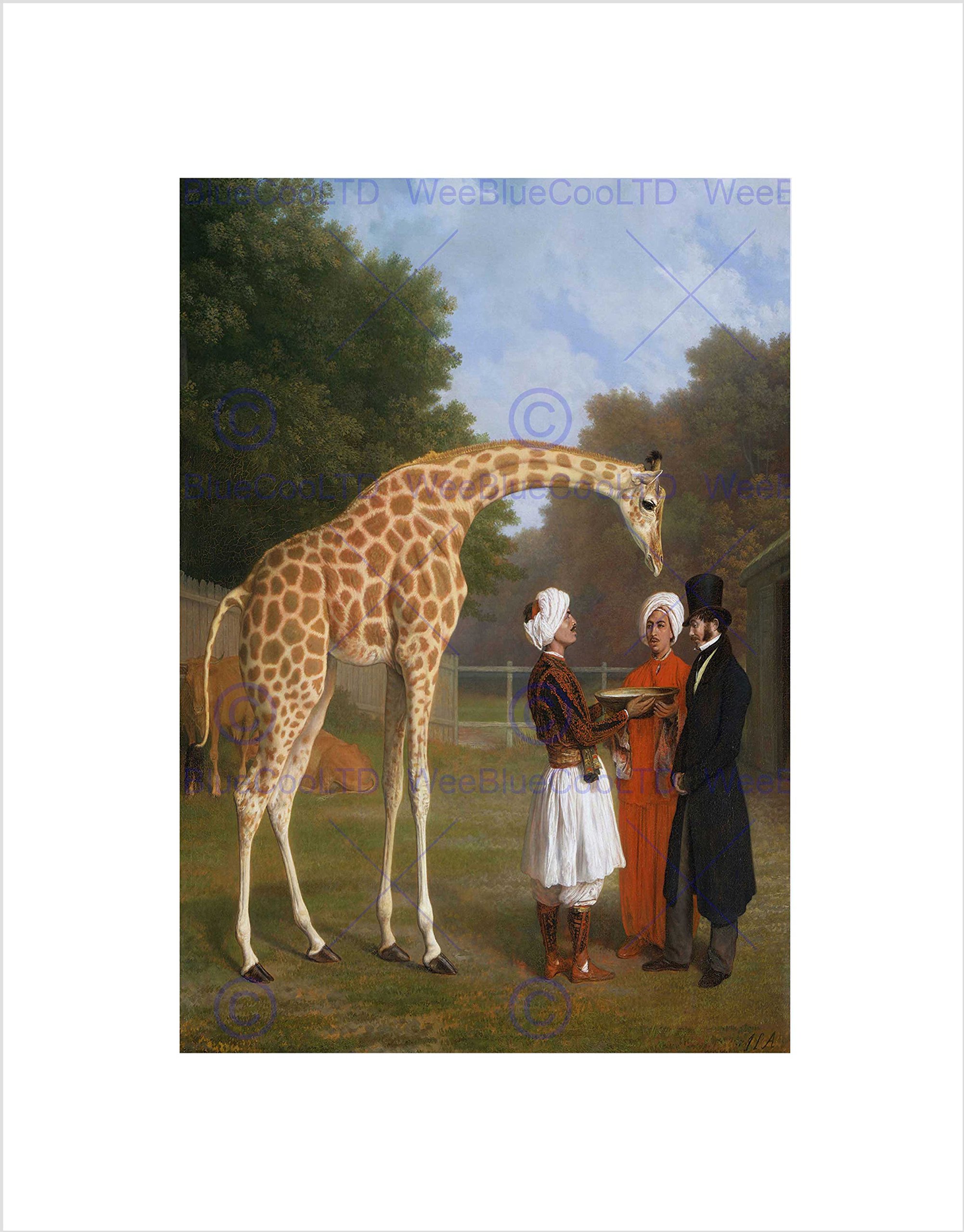Wee Blue Coo PAINTING ANIMAL LAURENT AGASSE NUBIAN GIRAFFE FRAMED ART PRINT MOUNT B12X12767