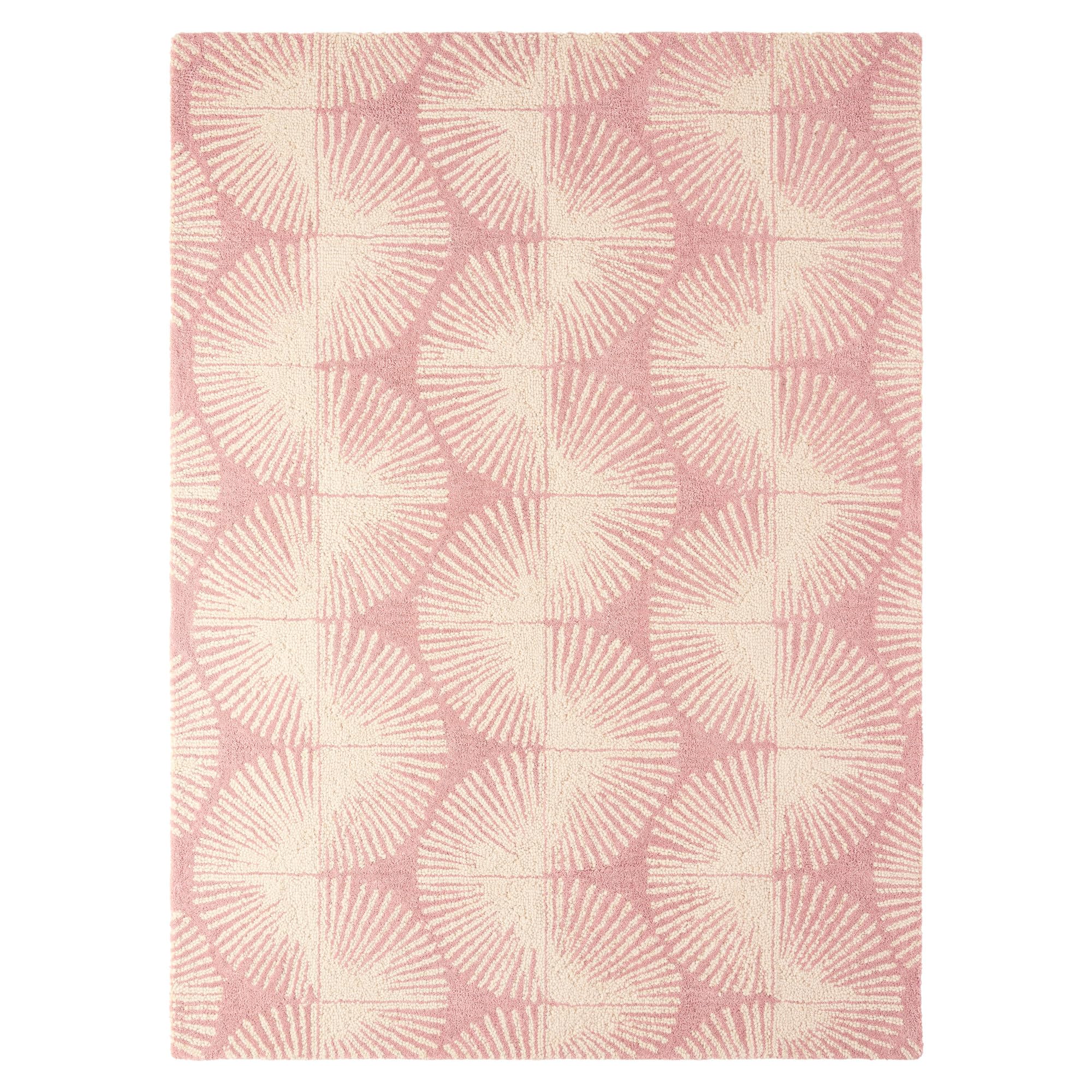 Nicole Miller New York Kendall Fluted Geo Handcrafted Area Rug, 100% Wool Rug, Rose, 5'x7’