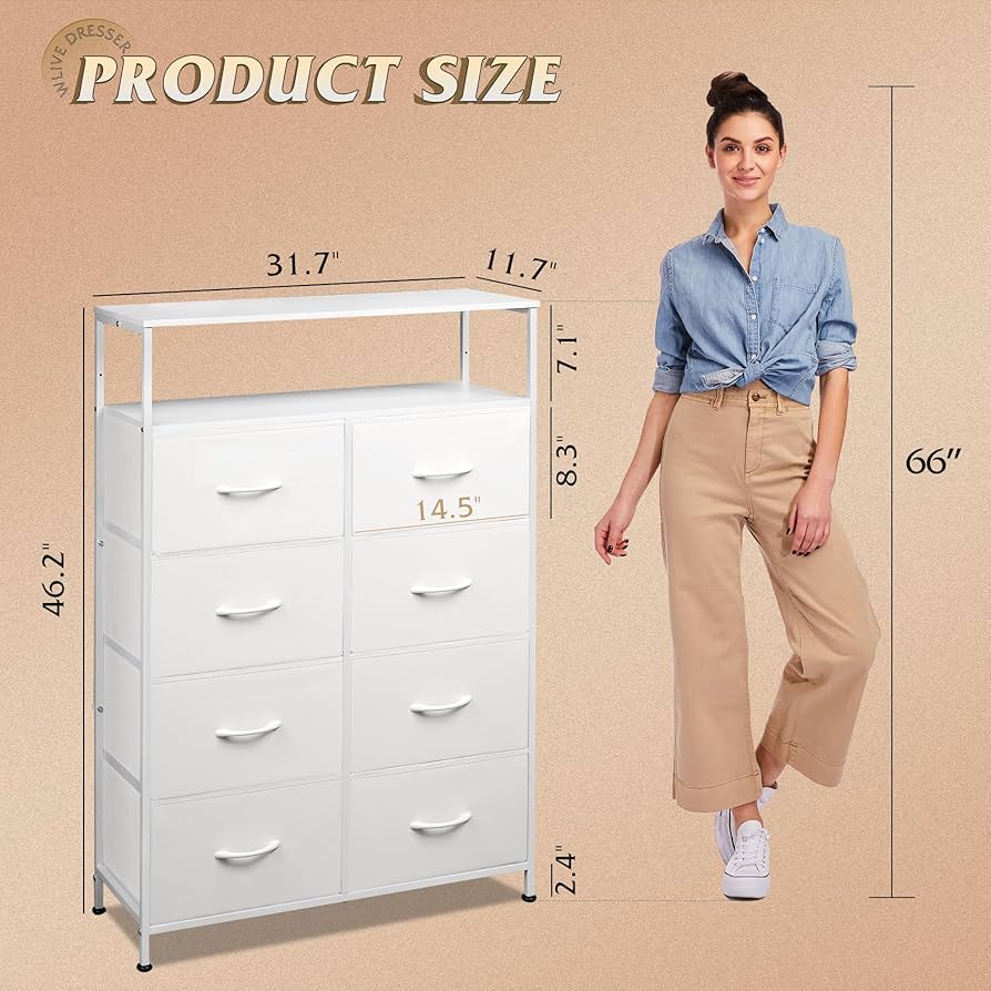Amazon.com: WLIVE Tall Fabric Storage Dresser - 8 Drawer
