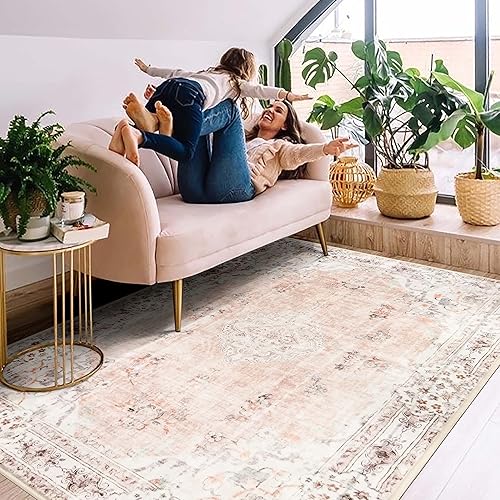 Miniatura 272 de MUJOO - Alfombra de 8 x 10 pies para sala de estar, grande, lavable, bohemio, para dormitorio, antideslizante, abstracto, suave, de pelo corto