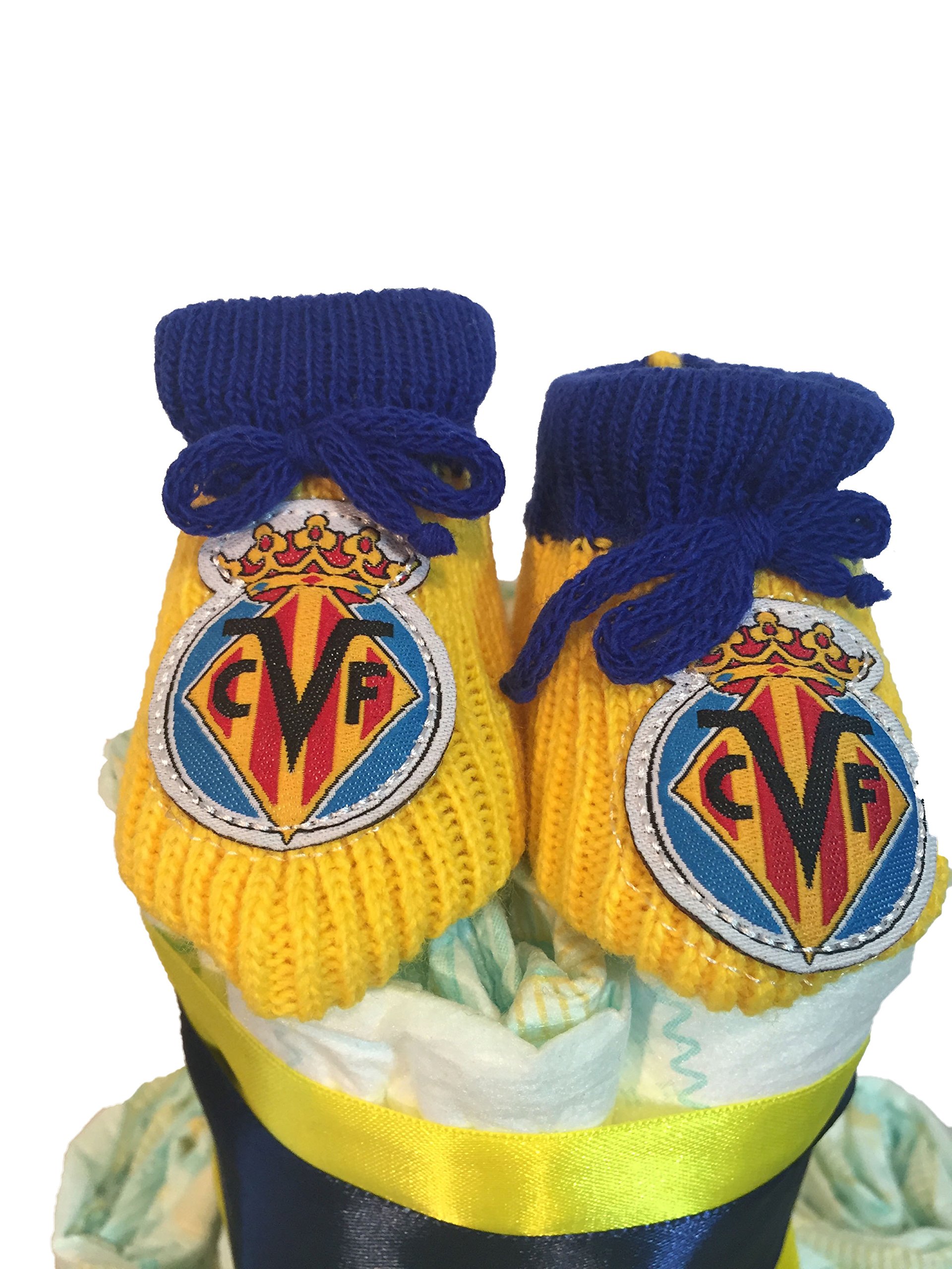 Tarta de pañales Villareal (Talla 2 (3-6 kg)) by MomentosGourmet Añade tu dedicatoria personalizada. Regalo para bebé muy práctico. Cesta Canastilla recién nacido. Diaper Cake