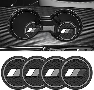 YOSRTER 4PCS Cup Holder Insert Coasters for Toyota Tundra Tacoma Highlander 4Runner Rav4 Camry Anti-Slip Drink Cup Mat 2.75 Inch Tri-Color Cup Liners for Toyota AccessoriesWhite/Gray/Dark Gray
