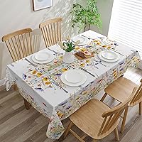 Vista 5 de Mantel cuadrado de primavera de 52 x 52 pulgadas, mantel floral para mesas cuadradas, decoraciones de primavera para el hogar, mantel de primavera