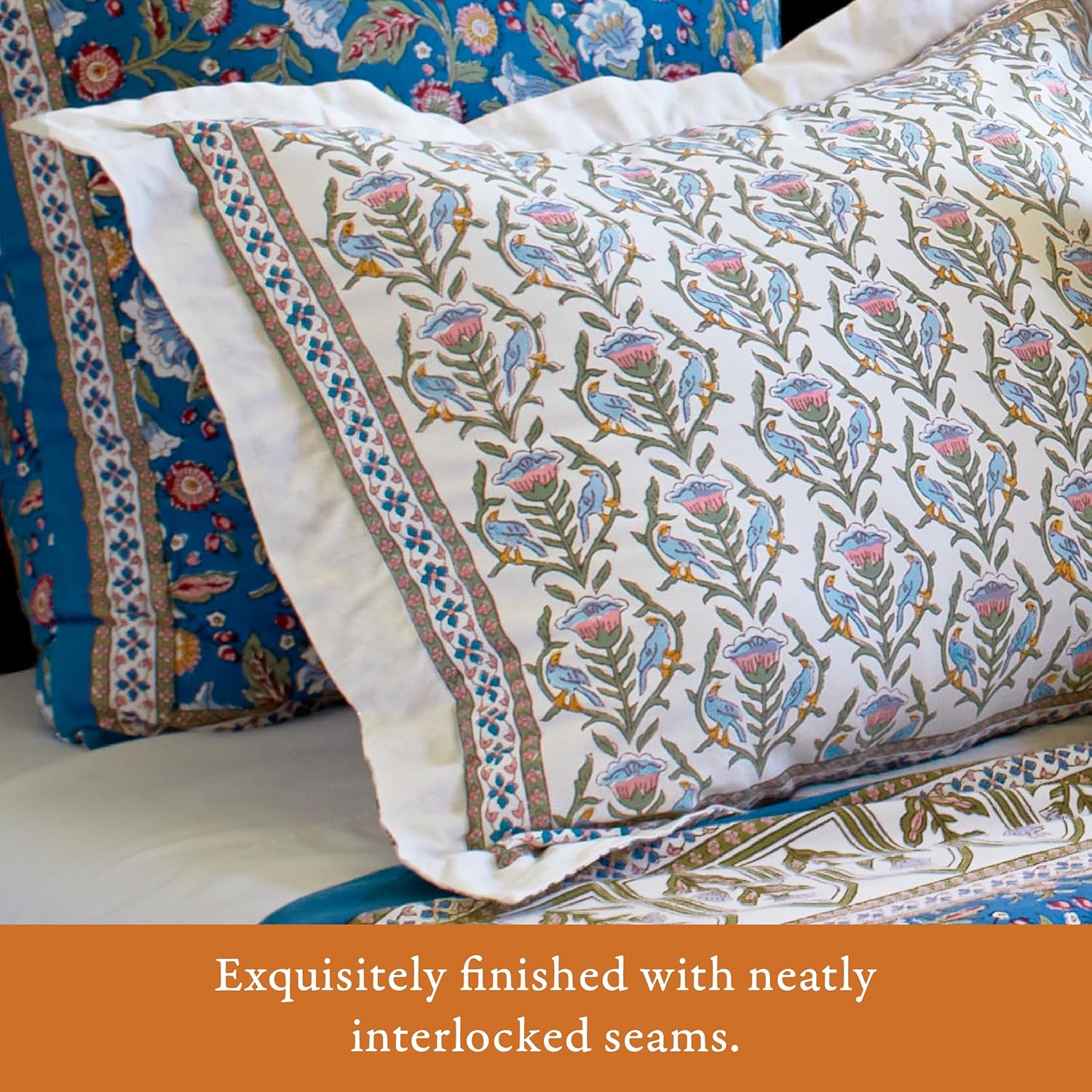 Saffron Marigold Pillow Floral Ivory Enchanted - CP, Quality Cotton, Fair Trade, Boho Bedding, Farmhouse Kitchen Style, Vintage Floral Design, 27 x 21 in