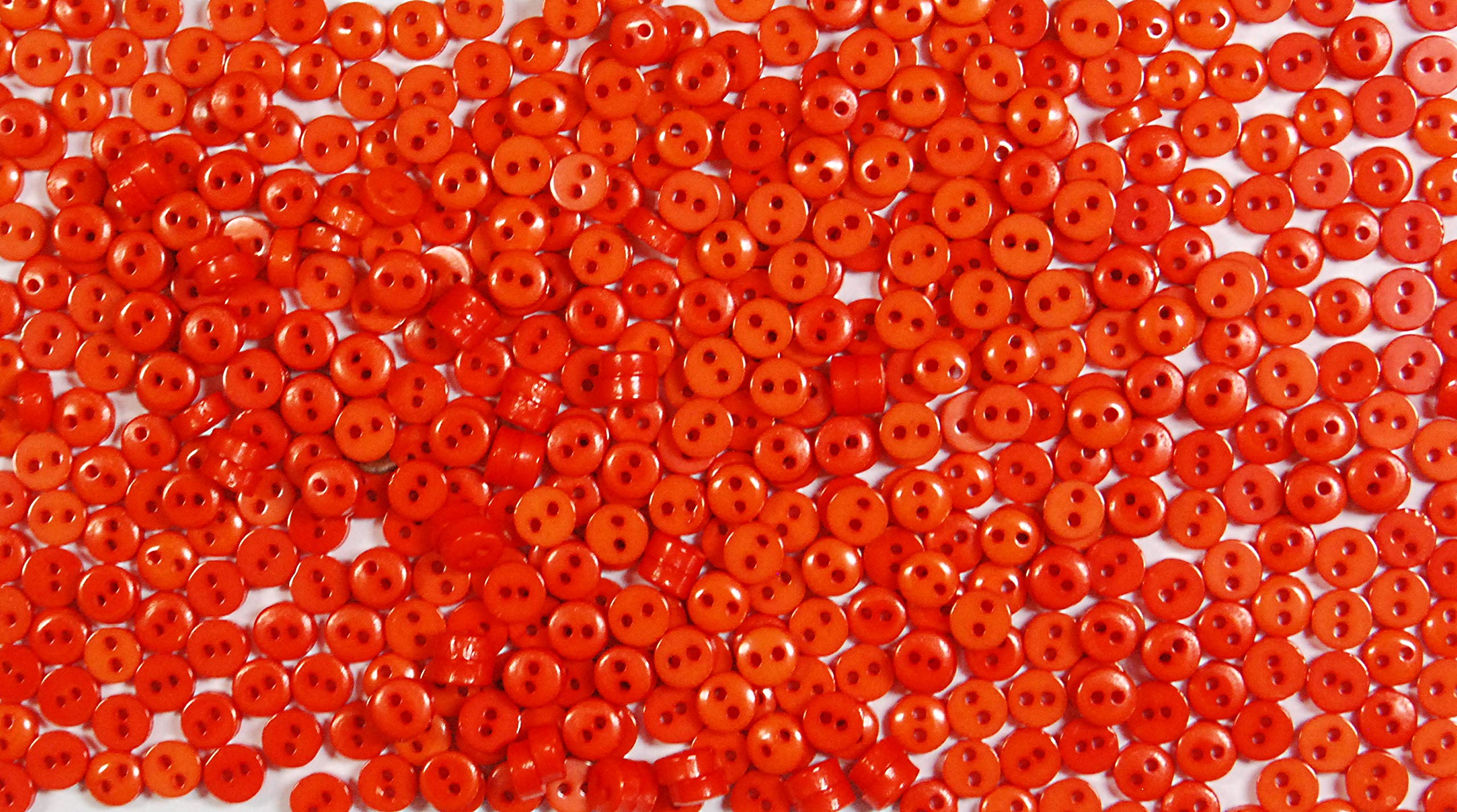celloexpress 6mm Mini Doll Buttons for Dolls & Soft Toys Clothes - Assorted Colours & Designs (Pack of 2000, 6mm, Circles - Orange)