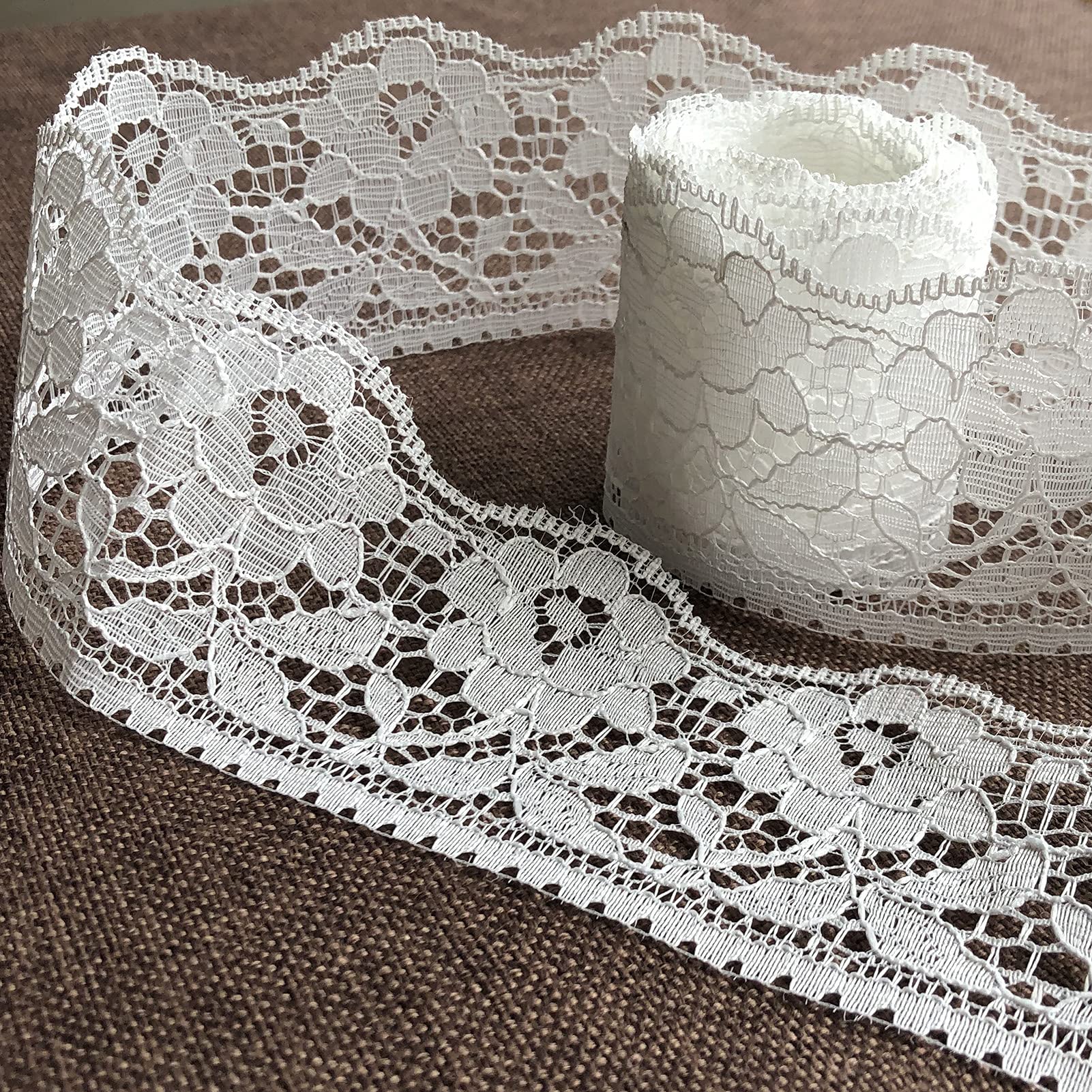 Cinta De Encaje Elástico Blanco - 2.5 Pulgadas De Ancho, 5 Yardas, Para Manualidades Y Decoración
