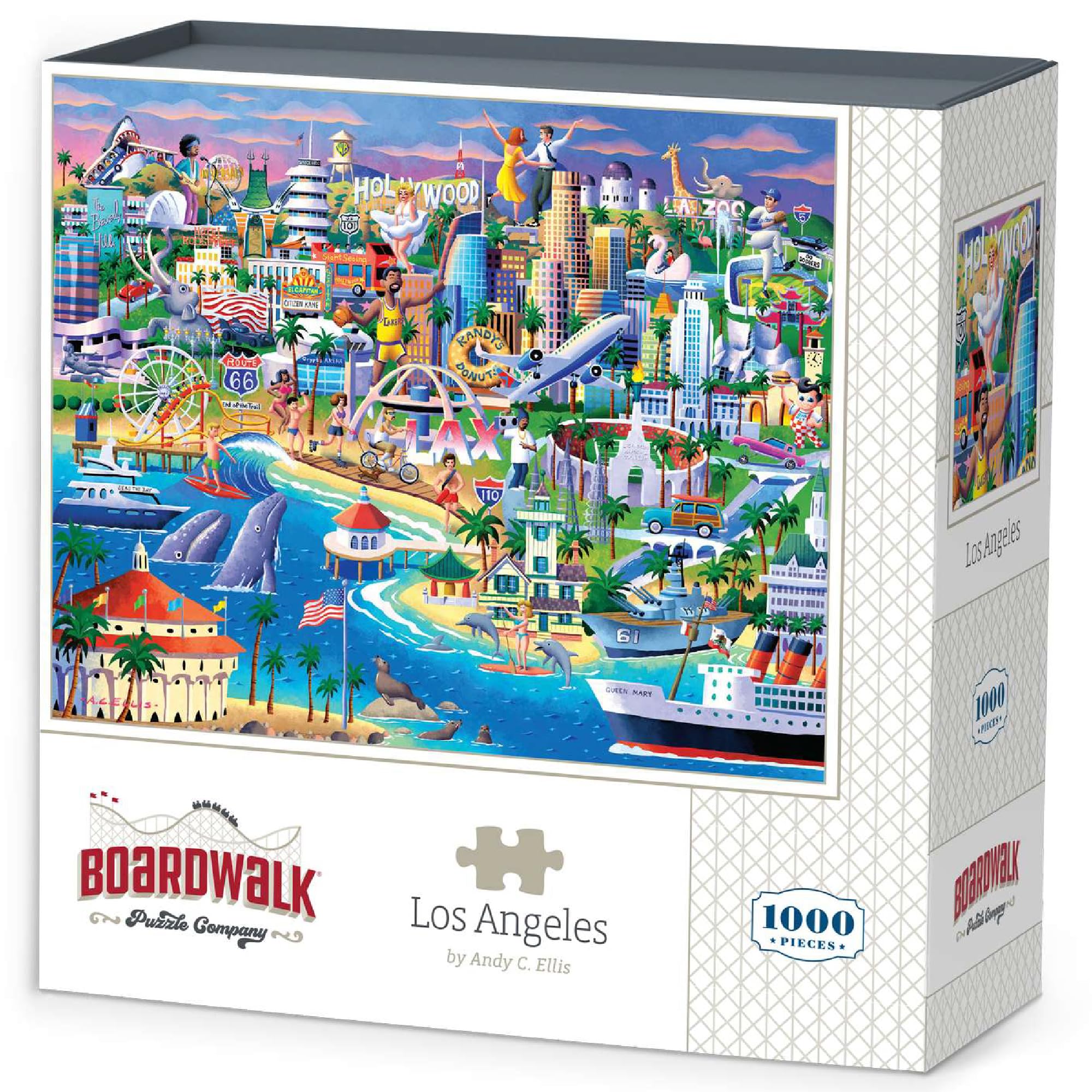 Boardwalk Puzzles Los Angeles 1000 Piece Jigsaw Puzzle for Adults - Scenic California Cityscape Puzzle, Made in USA