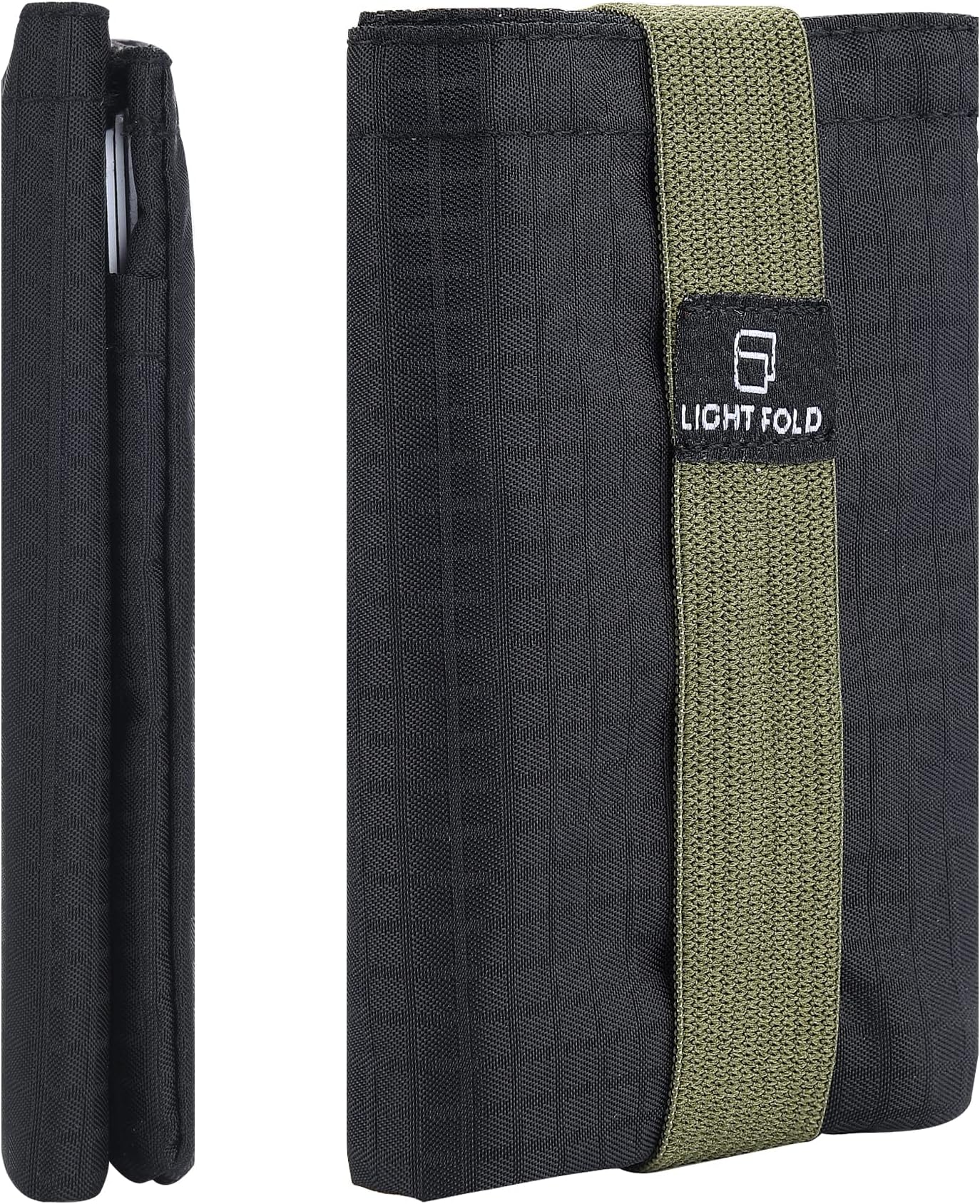 [LIGHT FOLD] Men's Slim Minimalist Wallet Tri-Fold Nylon Wallet Ultra Thin Design with RFID Holds Up to 12 Cards and Cash, Army Green