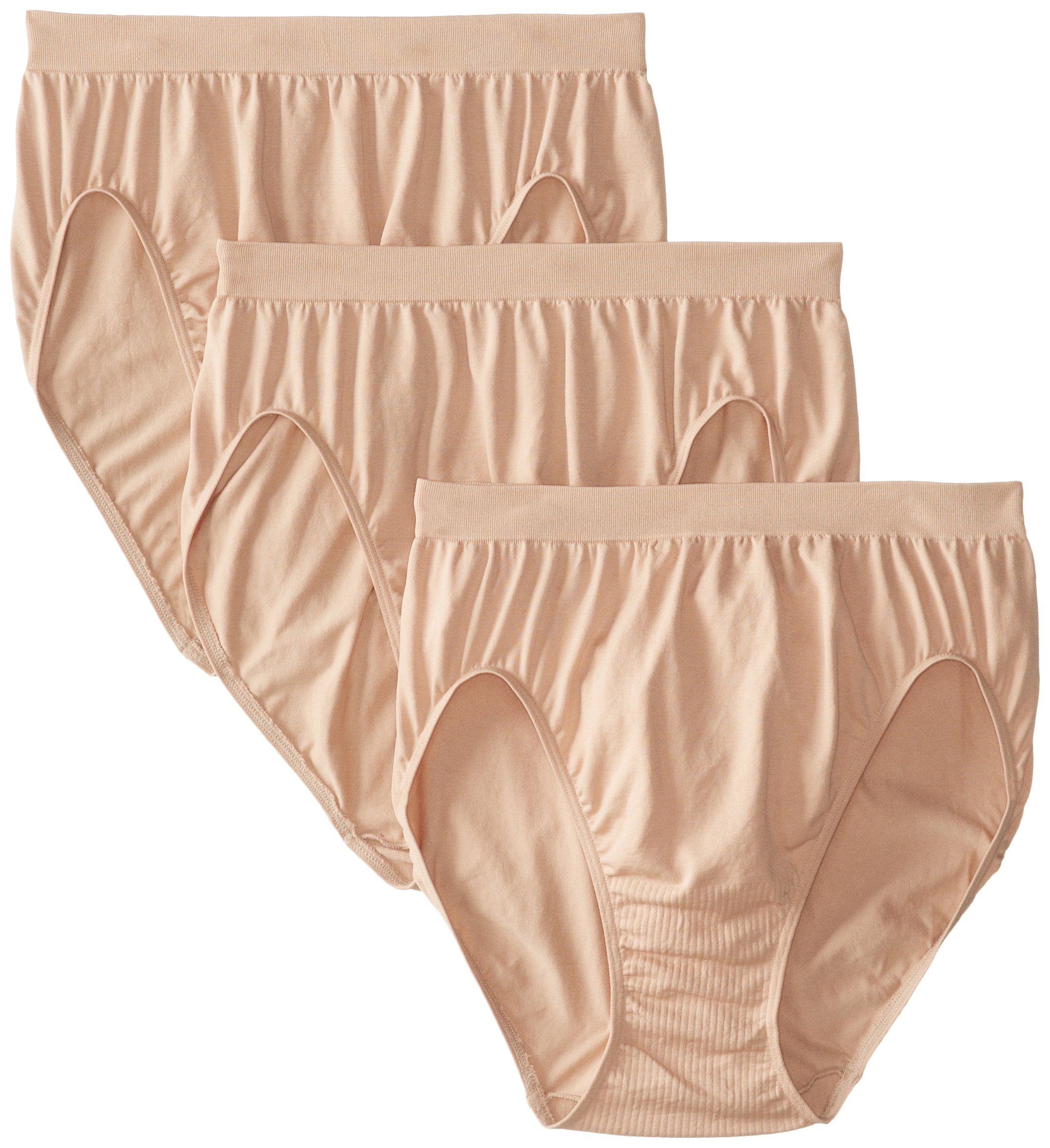 womens Comfort Revolution Seamless Hi-cut Panty, Full-coverage Microfiber Stretch Underwear, 3-pack (Colors May Vary)
