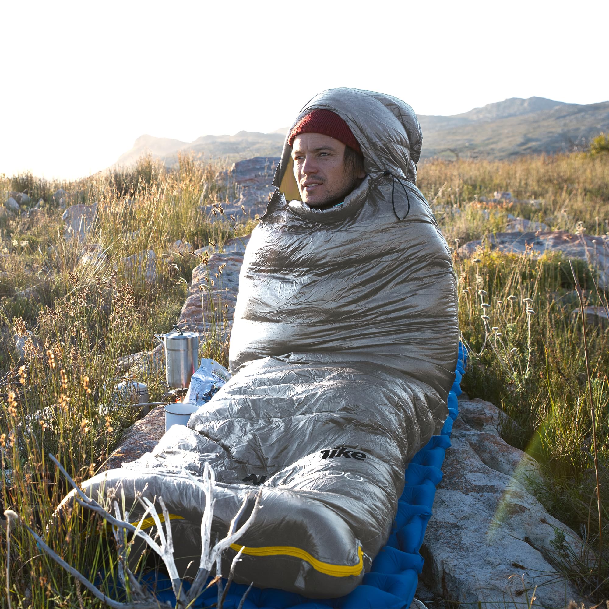 Naturehike Sacco a pelo in piuma, ultraleggero, portatile, compatto, invernale, 4 stagioni, per adulti e bambini, all'aperto, campeggio, escursioni, viaggi, con sacco a compressione 650FP