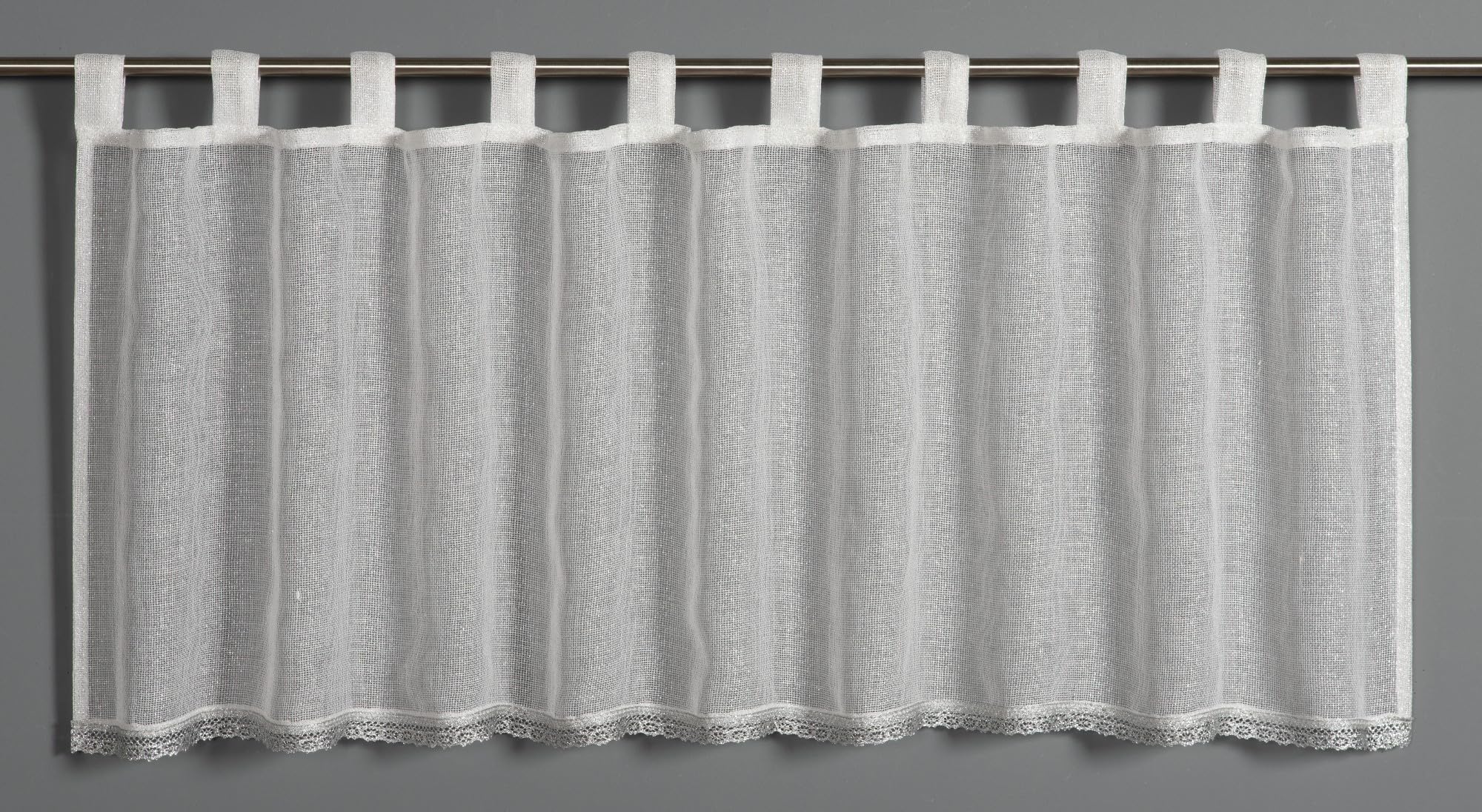 Gardinia Bistro Curtain Lace Trim White 135 x 45 cm