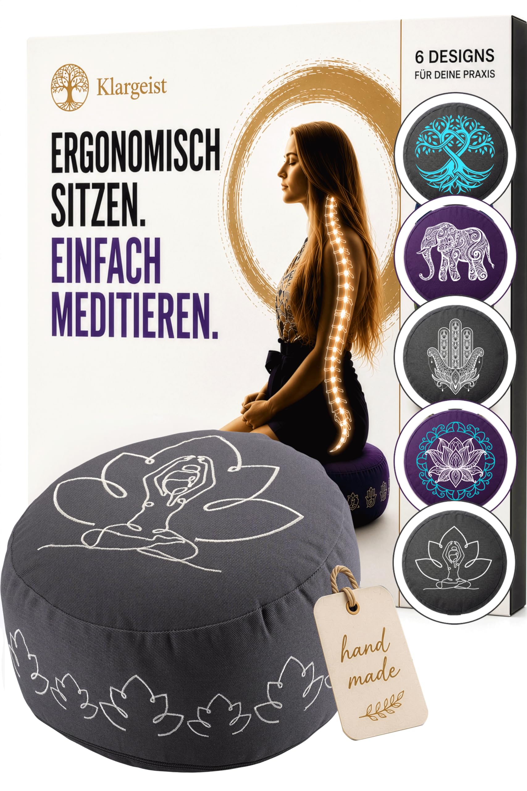 KlarGeist Zafu - Meditationskissen | Yoga Kissen | LM-An