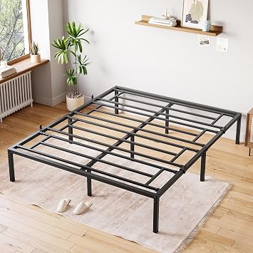 Queen Bed Frame,14 Inch Queen Size Metal Bed Frames, Heavy Duty Steel Slat, No Box Spring Needed, Mattress Foundation, Easy Assembly, No Noise and No Shaking