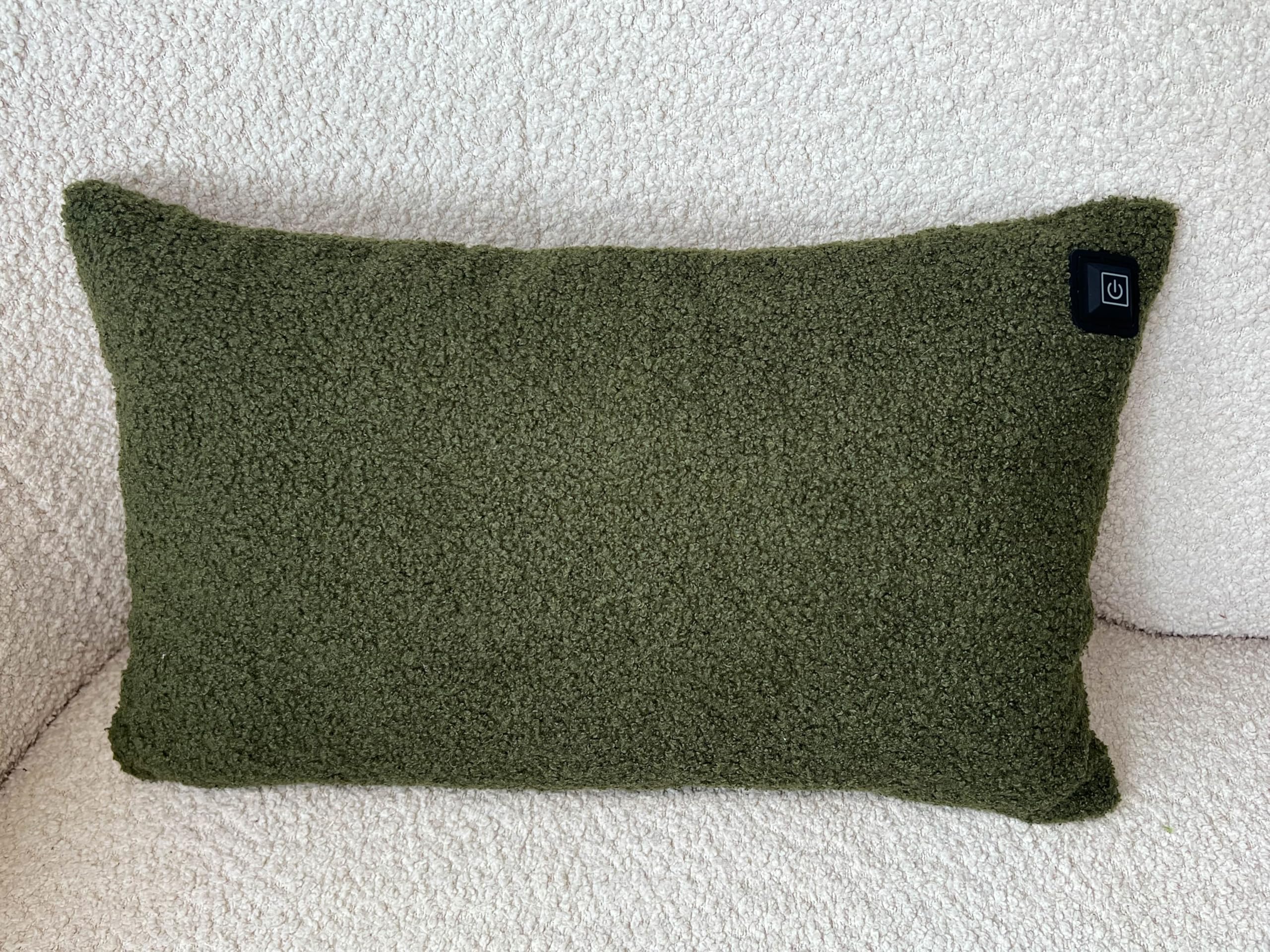 Teddy-Heizkissen 30x50 cm – Elektrisches Infrarot-Wärmekissen mit 10.000 mAh Powerbank – Kabellos & mit Kabel nutzbar – Ergonomisches Rückenkissen & Nackenkissen – 3 Heizstufen (Grün)