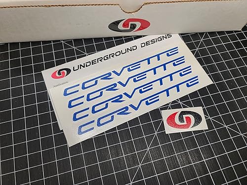 Corvette Calcomanías para ruedas C5 C6 Racing (4 unidades) 0.75 x 6.0 pulgadas, color seleccionado (azul brillante)