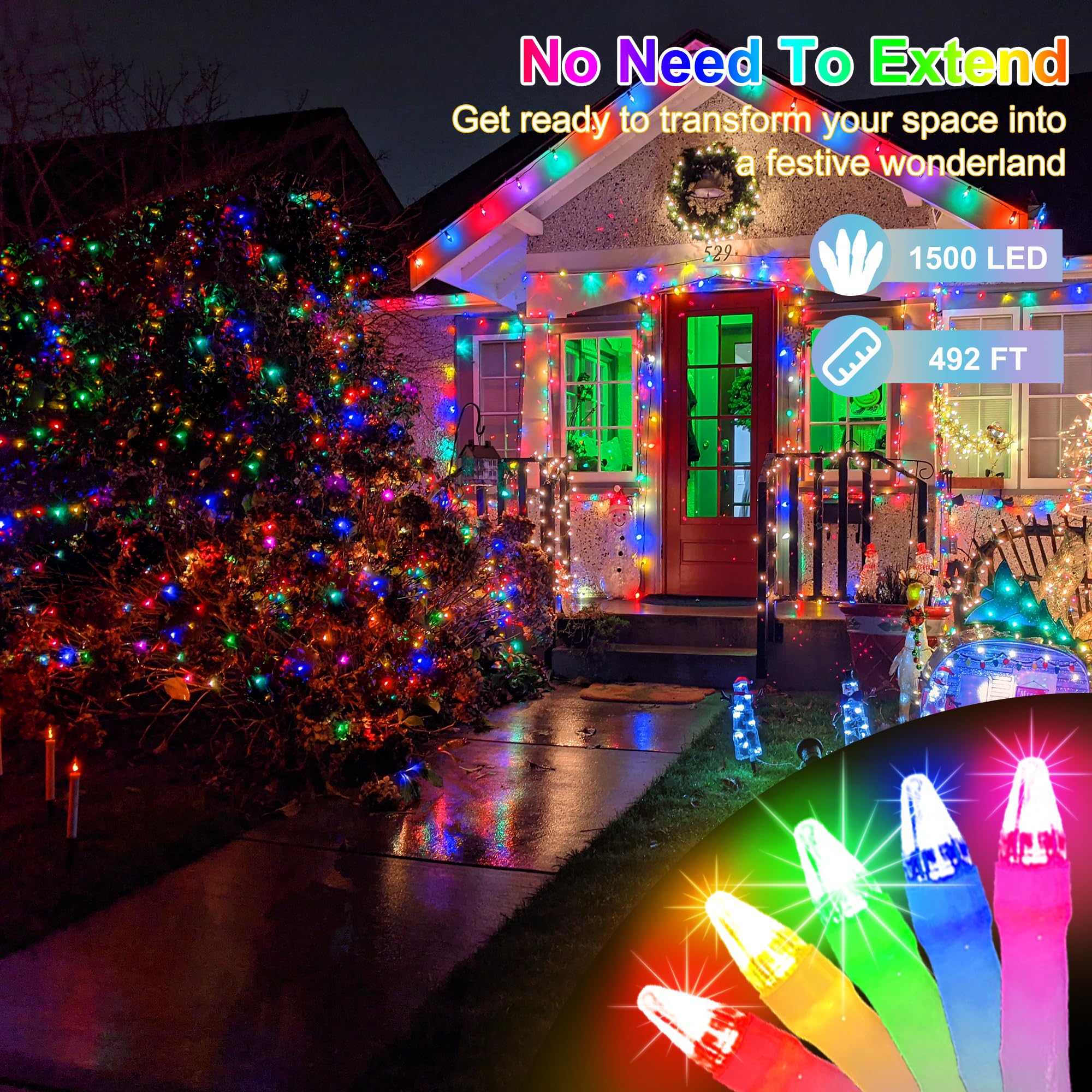 Holiday Lighting Outlet Christmas Light Clip | All in One | Use with C9, C7, and LED Mini Lights | Christmas Light Hangers for Gutters | 25 Pack