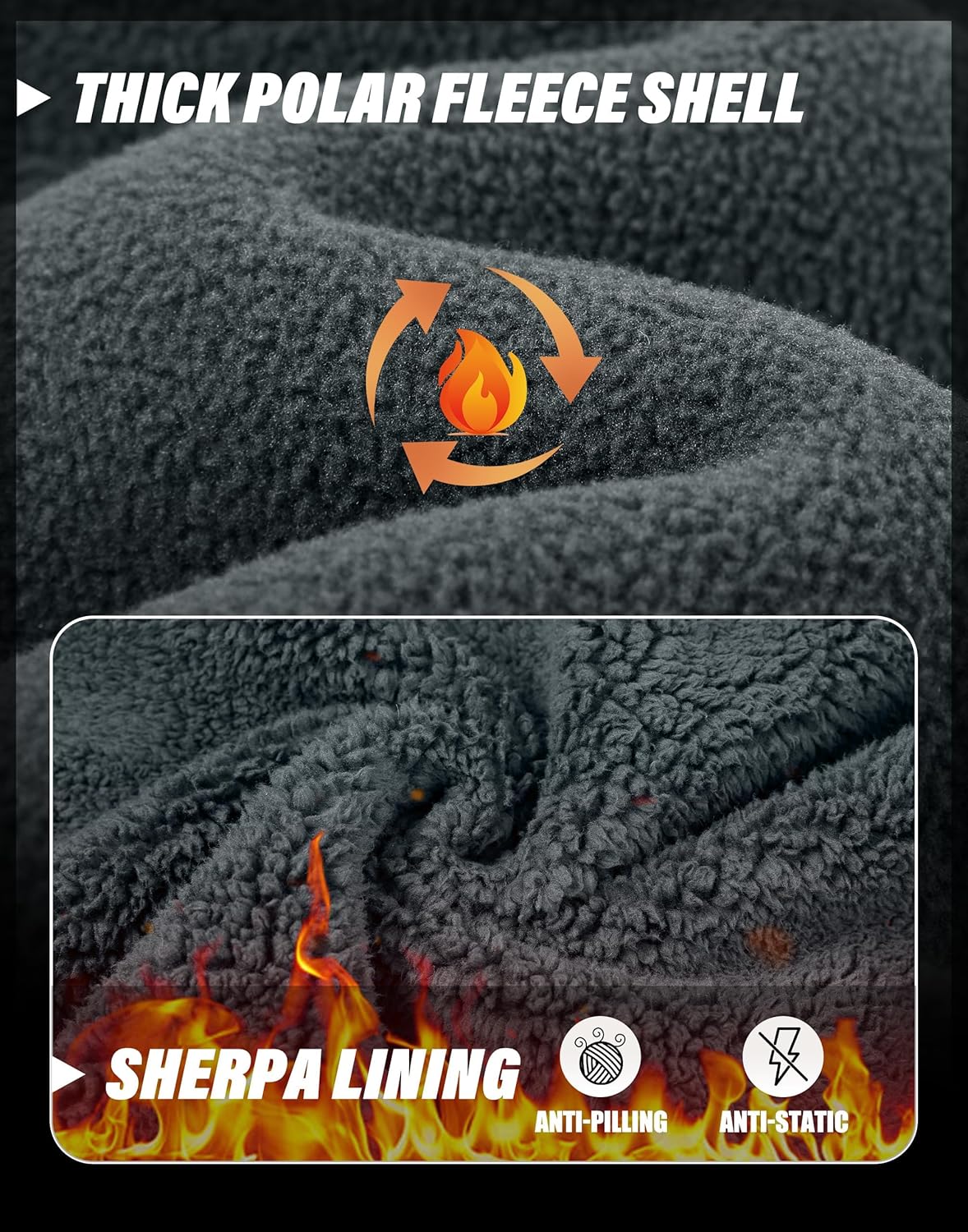 Pioneer Camp Men's Polar Fleece Sherpa Lined Jacket Warm Full Zip Up Thick Jacket Soft Outwear Winter Coat with Zipper Pocket - Image 3