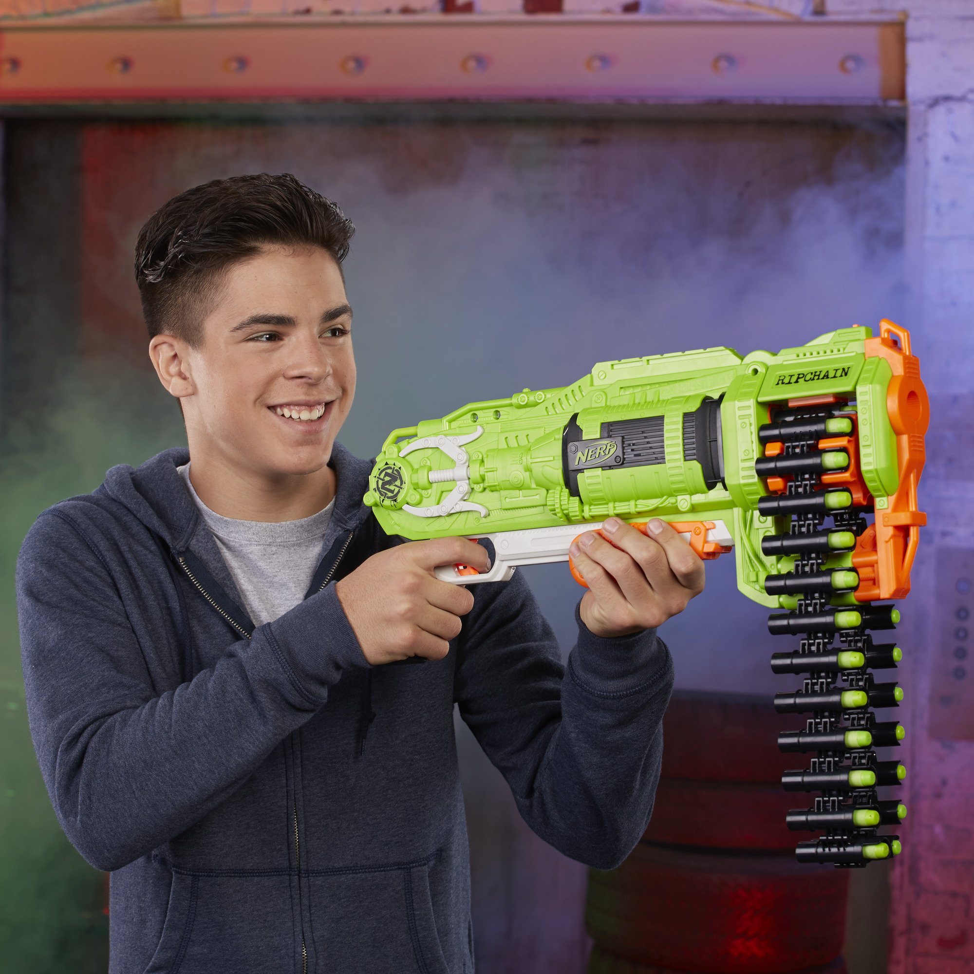 NERF RIPCHAIN トイガン グリーン・オレンジ Amazon.com: Nerf Zombie Ripchain Combat Blaster : Toys & Games
