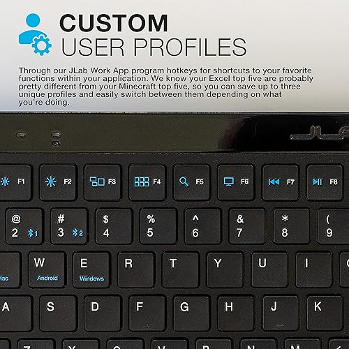 Miniatura 3 de JLab JBuds - Teclado inalámbrico, negro, 95 teclas, se conecta a través de Bluetooth o USB inalámbrico, palanca multidispositivo, teclas suaves al