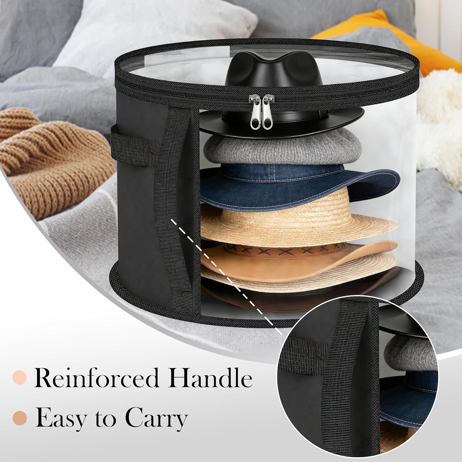 Extra Large Clear Hat Organizer for Travel and Wardrobe,Oversized