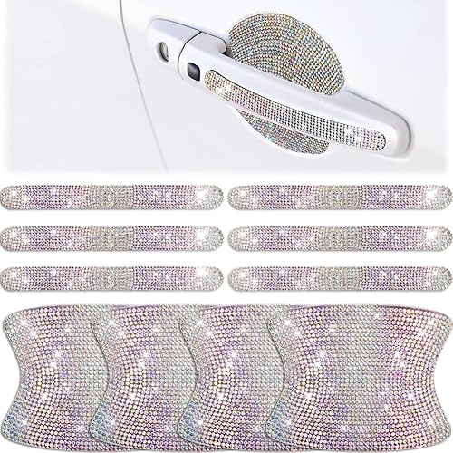 Frienda 10 piezas de accesorios brillantes de automóvil para mujeres, protector de manija de puerta de automóvil, fundas para manijas de puerta para