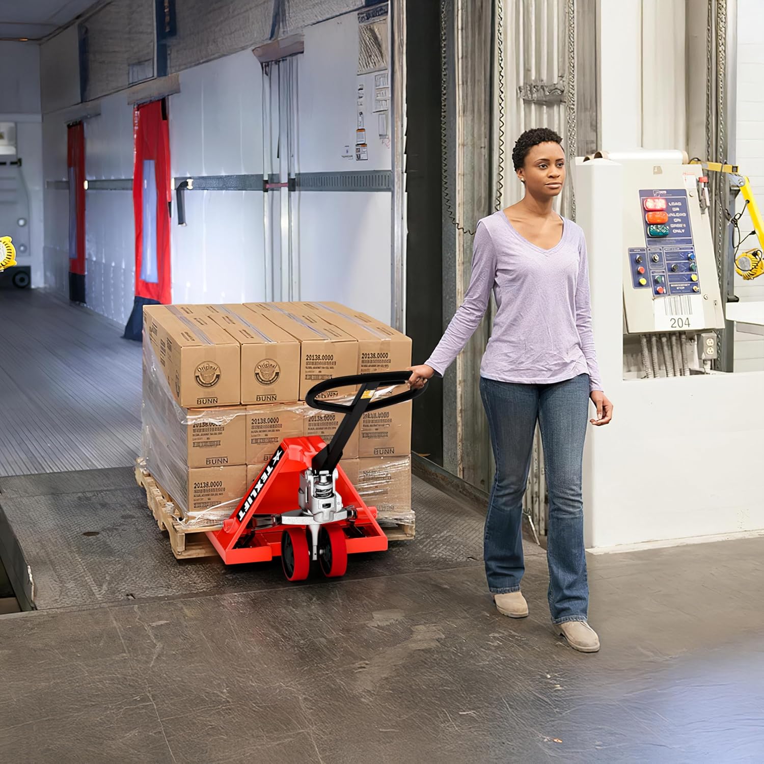 Industrial Manual Pallet Jack – Standard Duty Pallet Truck 5500 Lb Capacity - 48” L x 27” W Fork Size – Hand Truck for Material Handling - Max Lift Height 8 Inch - (US-PTM55K)
