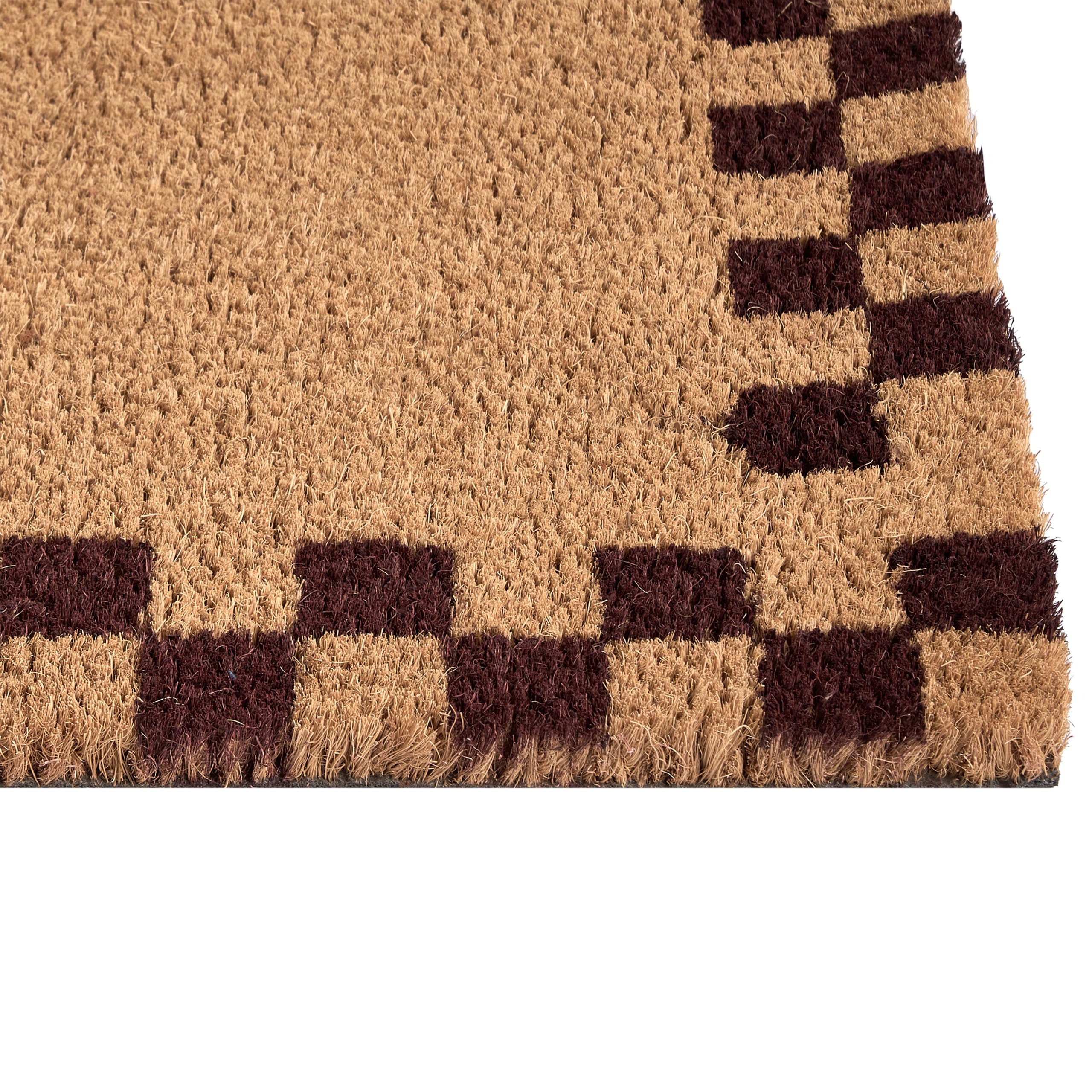 Beliani Paillasson en Fibre de Coco 60 x 90 cm Antidérapant Dessous en PVC Motif Uni Beige et Rouge Sagada