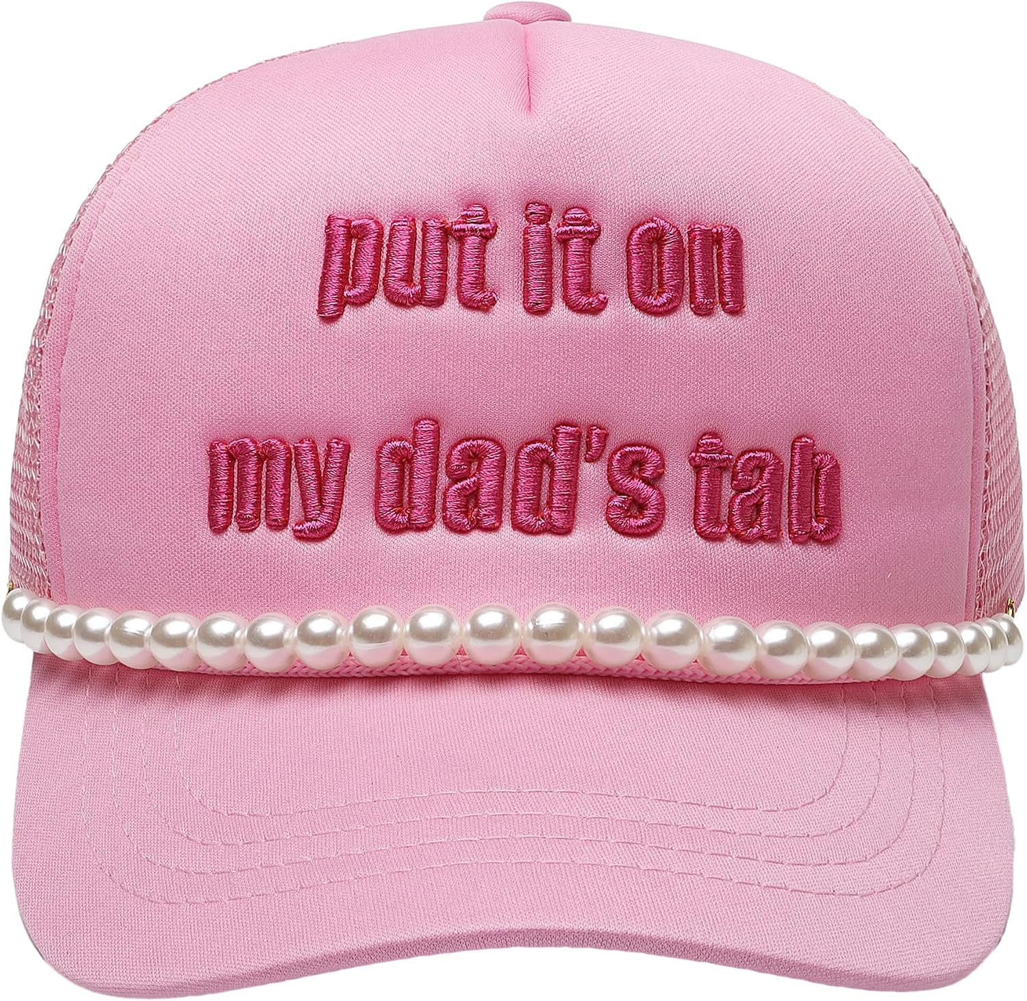 Put It On My Dad's Tab Hat Funny Party Hats Novelty Baseball Cap Trucker Hat,Pink