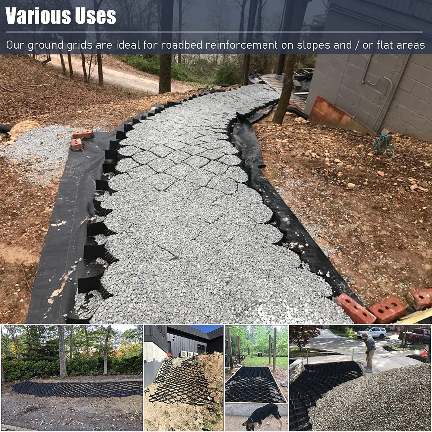 Waben-Pflaster aus Polyethylen, 5 x 8 m, durchlässig, für Hangvertiefung und Bodenstabilisierung, ideal für Erdwürmer, Bau- und Landschaftsbau