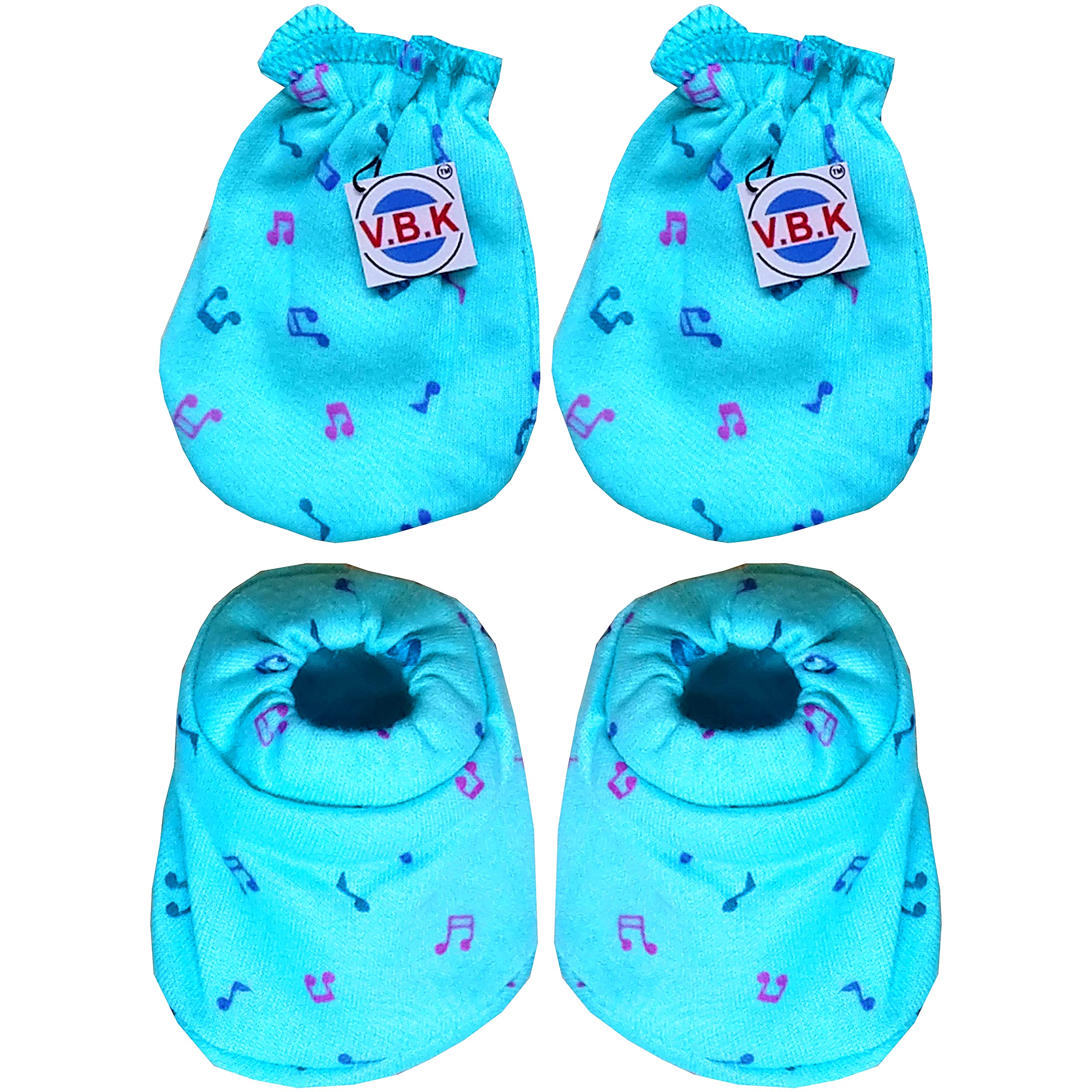 V.B.K® Baby Boys and aBaby Girls Mittens and Booties Combo Set, Pure Hosiery Soft Fabric Material, 0 to 6 Months 1