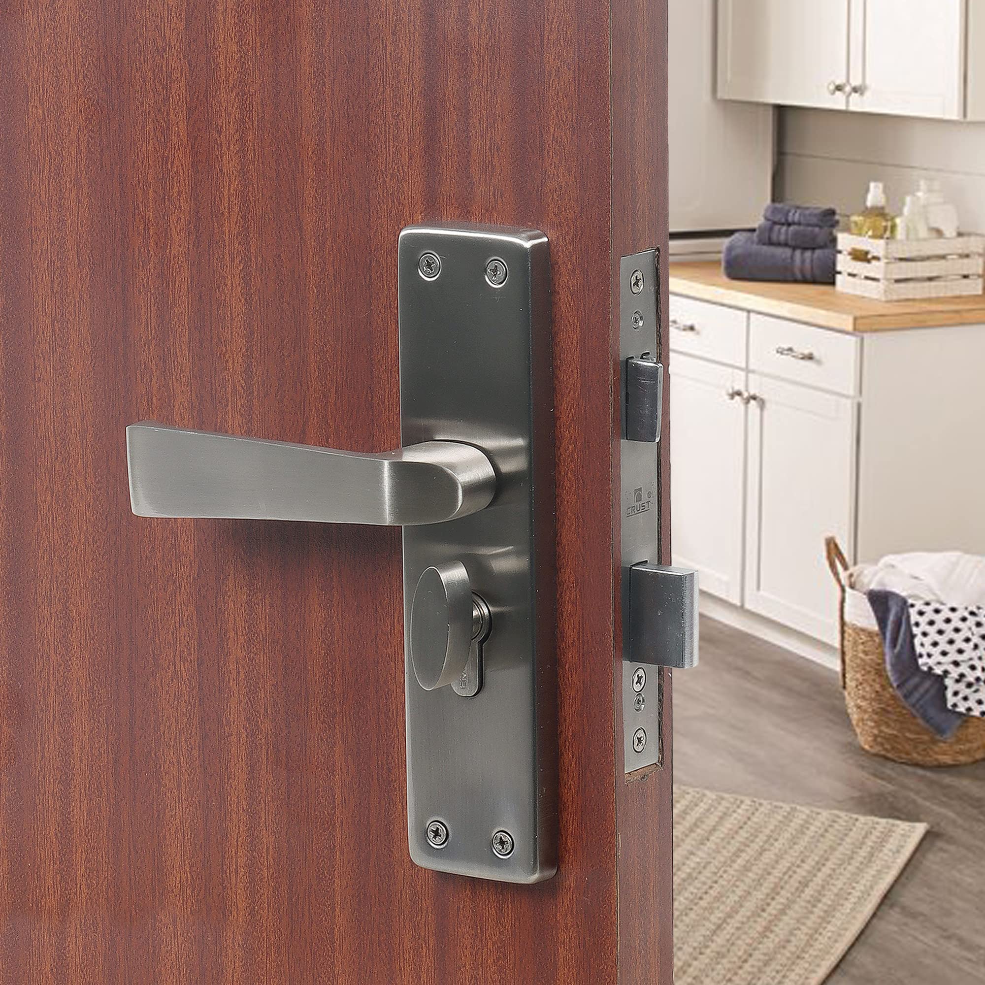 Crust Premium 8 Inch Cylindrical Plate Mortise Door Lock Handle Set/Mortise Lock with Brass Lock Body and One Side Key 60mm Brass Cylinder Set with 3 Brass Computer Keys (CRZ015) (B0B3RRG3Q7) Amazon Price History, Amazon Price Tracker