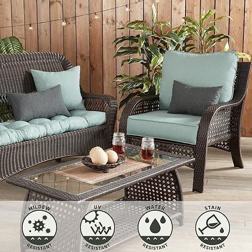 Miniatura 6 de Greendale Home Fashions Juego de 2 cojines para asiento profundo para exteriores, espuma de mar
