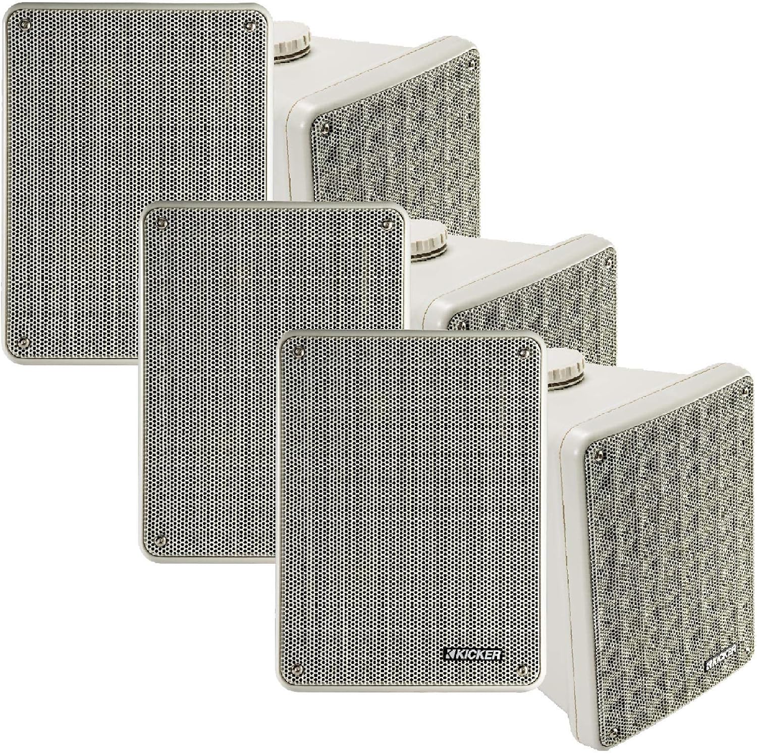 KICKER KB6 Indoor Outdoor Patio Speaker Bundle in Gray- 6 Speakers Total