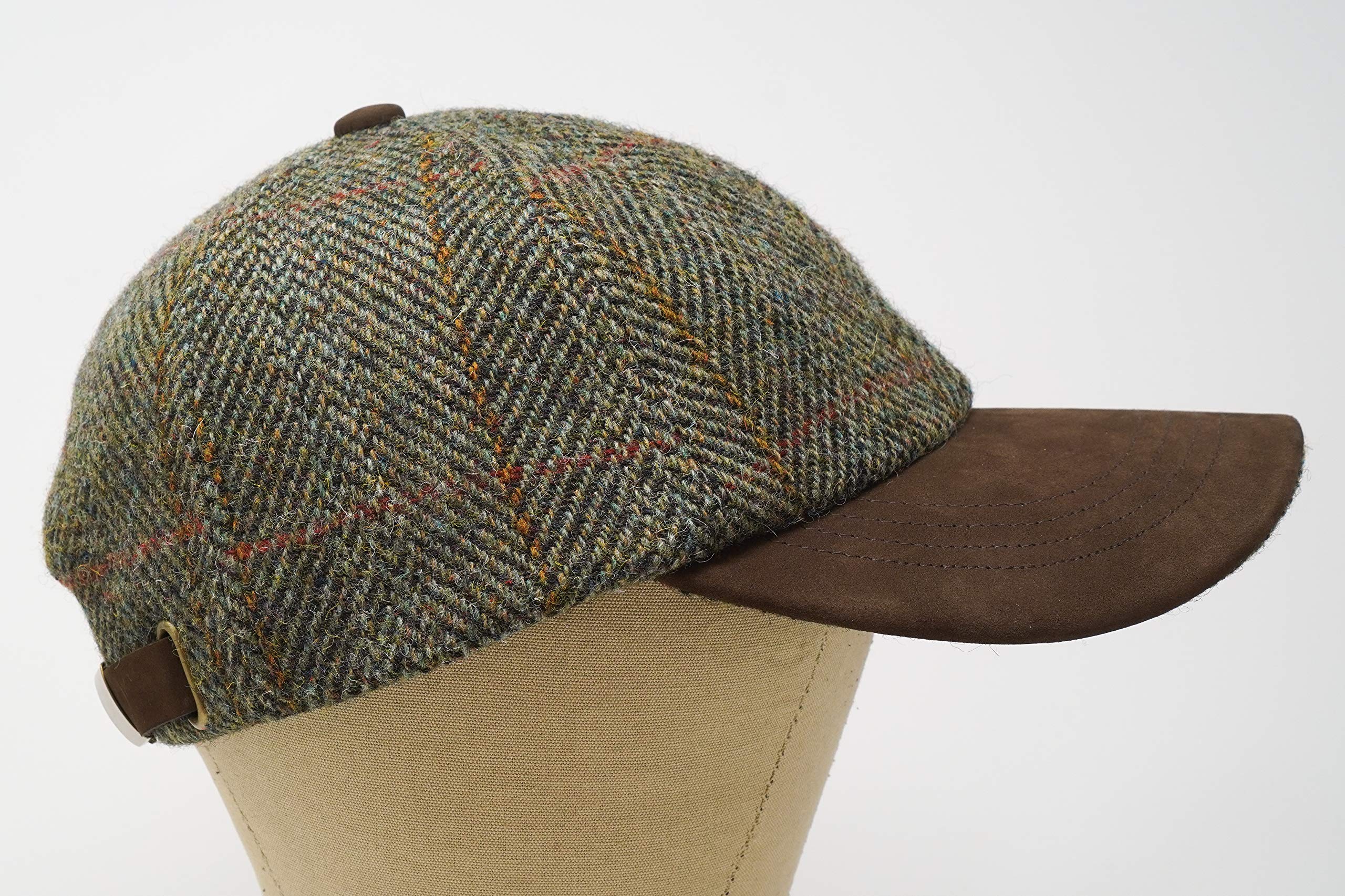 Borges & Scott Berretto da Baseball Munro - 100% Lana - Harris Tweed – Visiera in Nubuck