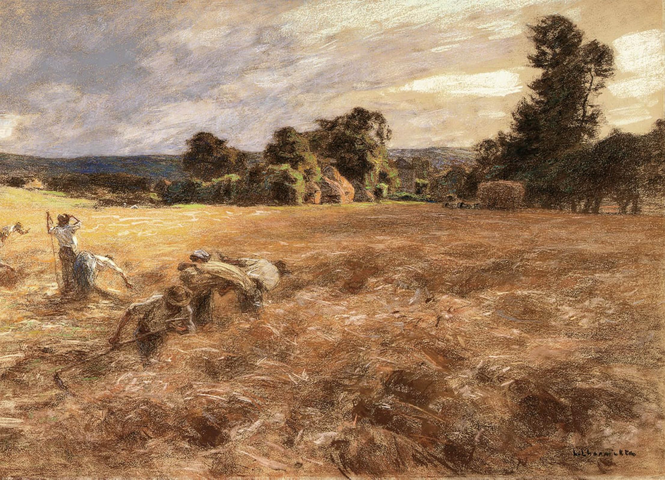POSTERIIk Vintage Print Pop Art Landscape Artwork Storm During a Harvest by Leon Augustin Lhermitte Art Prints for Office Home Decor 60x90cm