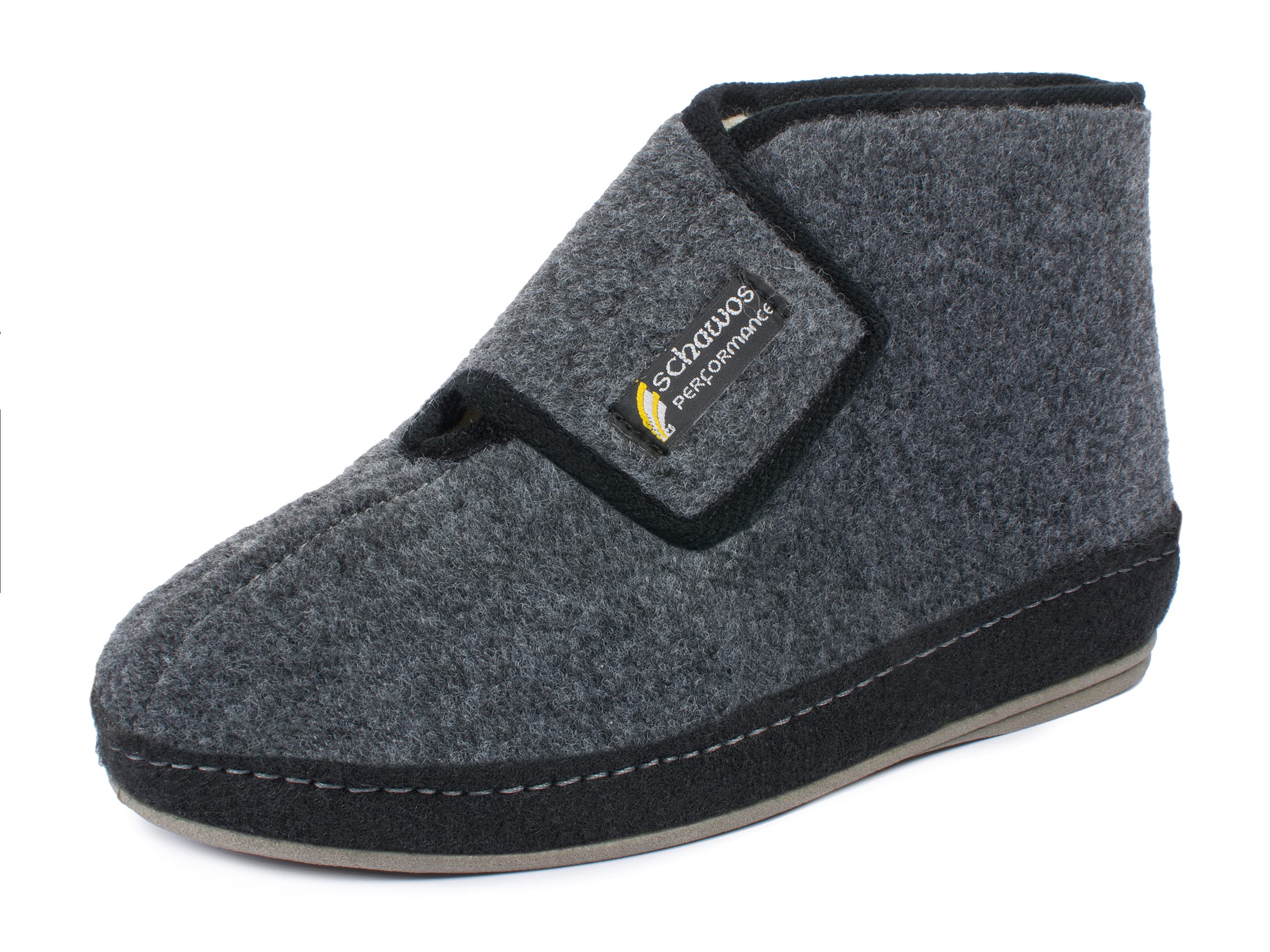 SCHAWOS Zapatillas de fieltro para hombre 6060 con forro cálido de lana virgen con cierre de velcro