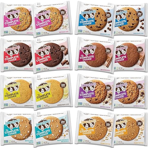 Lenny & Larry's The Complete Cookie, 8 Flavor Variety Pack (Pack of 16) Soft Baked, 16g Plant Protein, Vegan