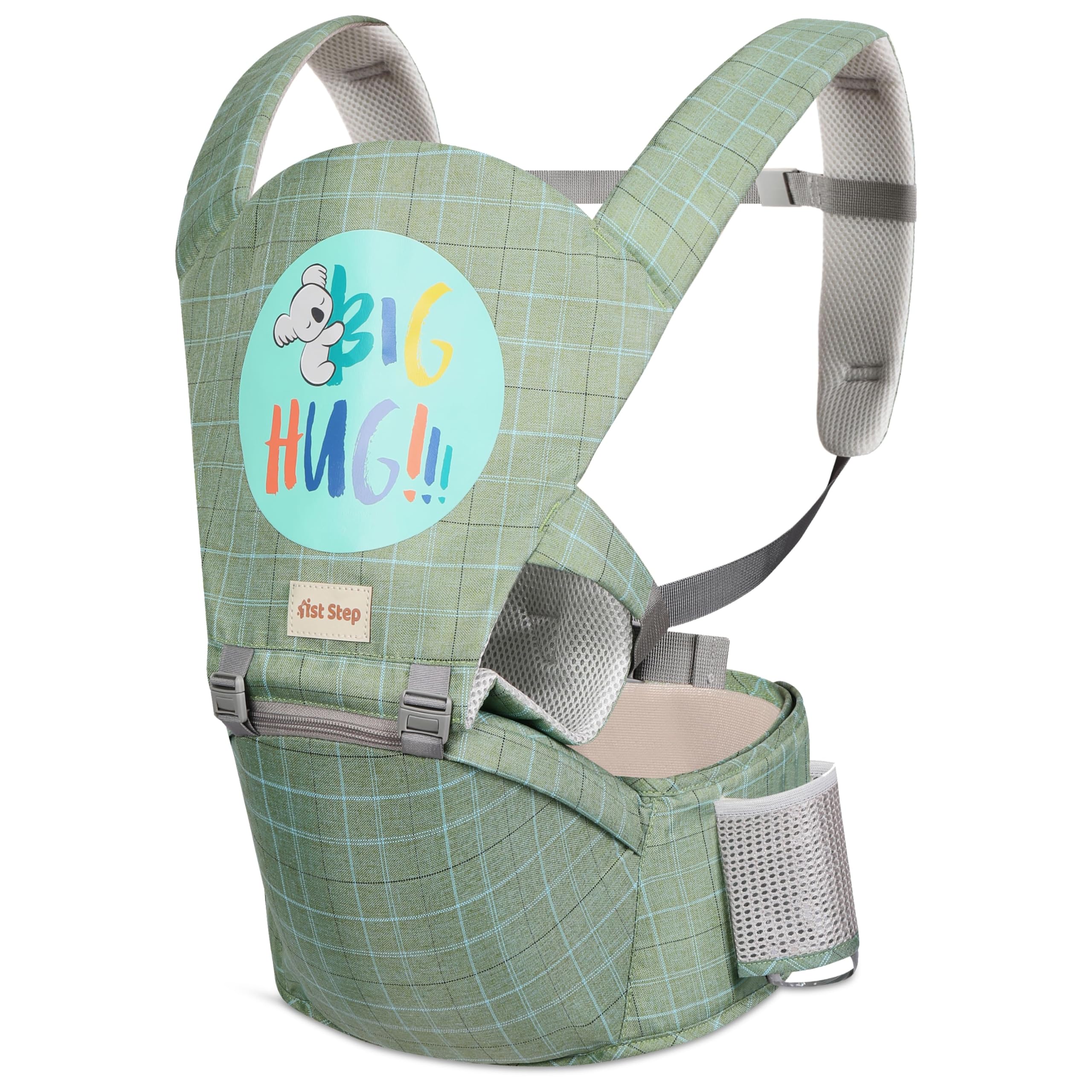 1st Step 5 in 1 Hip Seat Baby Carrier with 5 Carry Positions, Detachable Hip seat, Padded Waist Belt for 6 to 24 Months Baby, Adjustable New-Born to Toddler Carrier, Max Weight Up to 16 Kgs (Green)-image-37