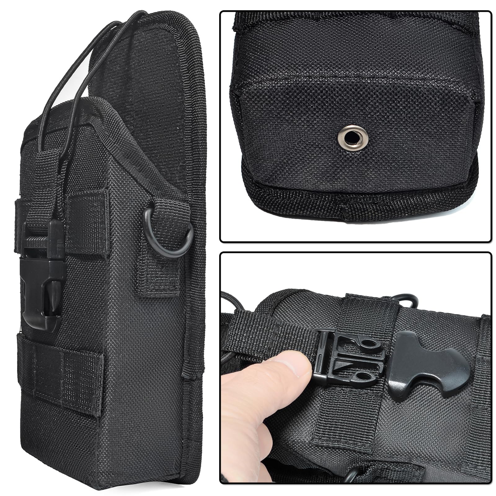 HYS Pochette Radio en Nylon – Support Multifonction pour Talkie-walkie avec Sangle réglable et Boucle de Ceinture, Compatible avec Motorola Kenwood Baofeng, idéal pour la Police (M2+S2)