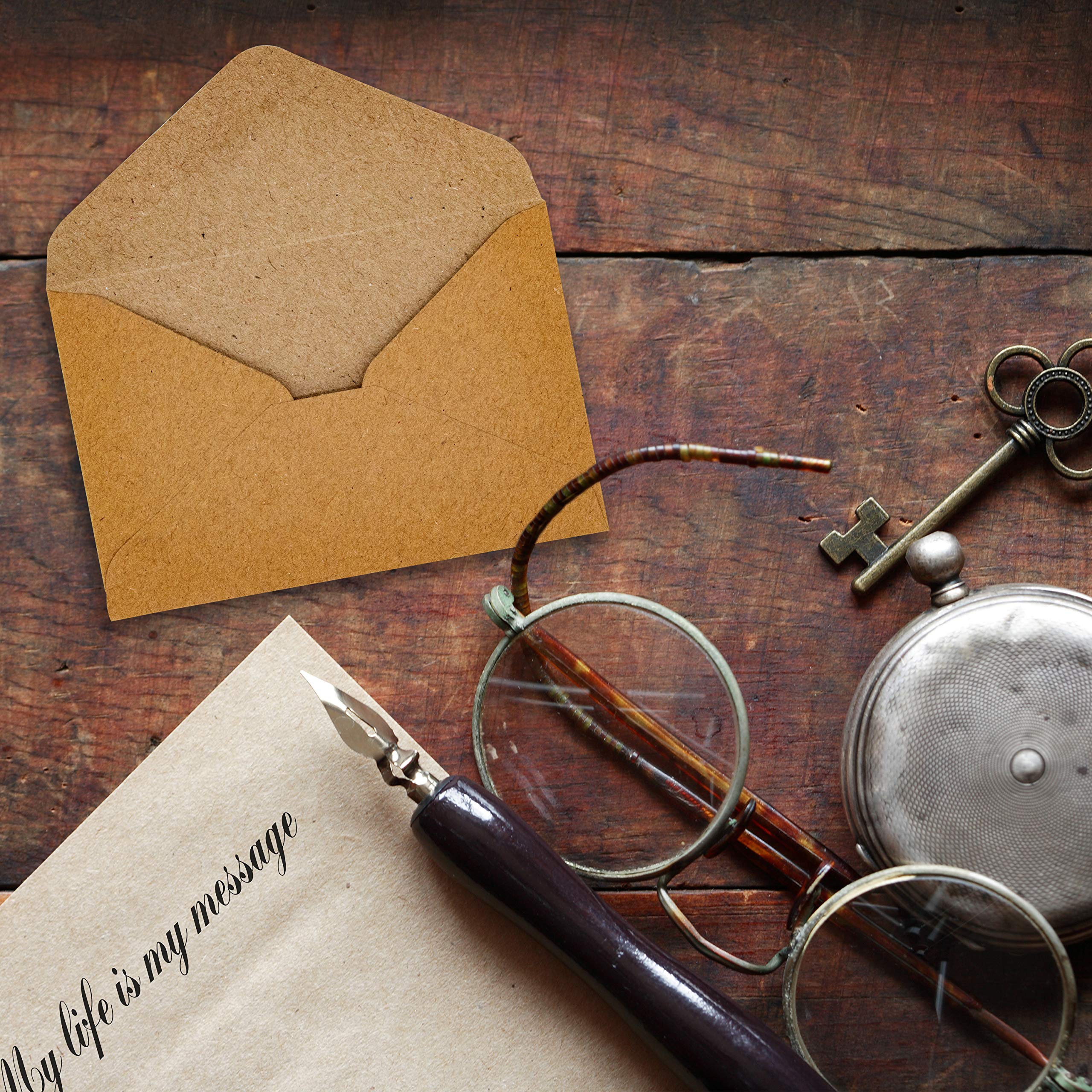 Mini Envelopes Kraft 200 Pk Small 4.125” x 2.78” Brown Gift Cards Invitations Business Notes Tiny Mini Greeting Cards Save the Date Holders Sleeves Bulk
