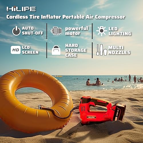 Miniatura 5 de Inflador de neumáticos inalámbrico, compresor de aire portátil para batería Milwaukee (solo herramienta, sin batería), inflador de neumáticos