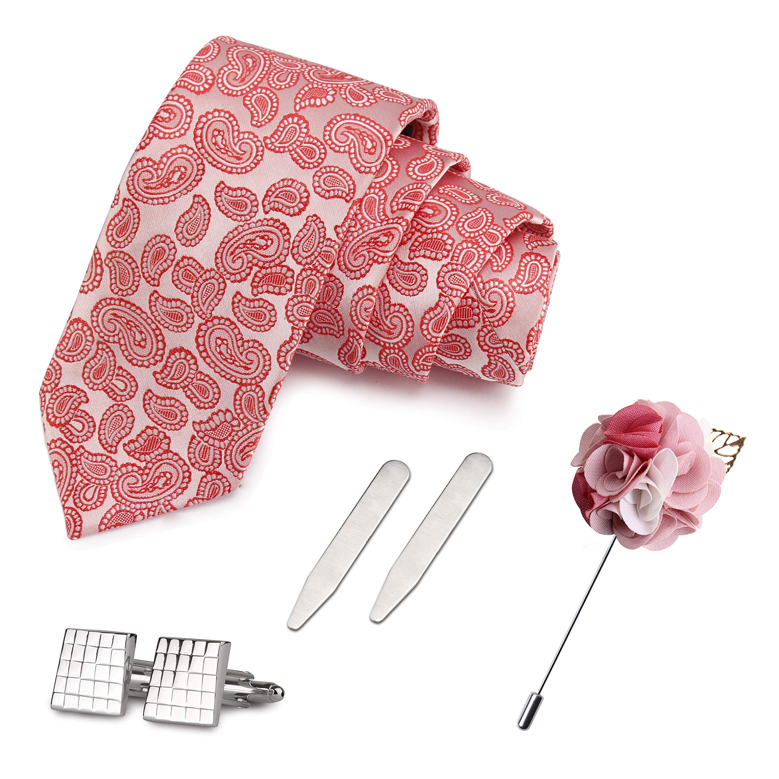 PELUCHE Fabulous Gift Box Includes 1 Neck Tie, 1 Brooch, 1 Pair of Cufflinks & 1 Pair of Collar Stays for Men (B07C865C19) Amazon Price History, Amazon Price Tracker