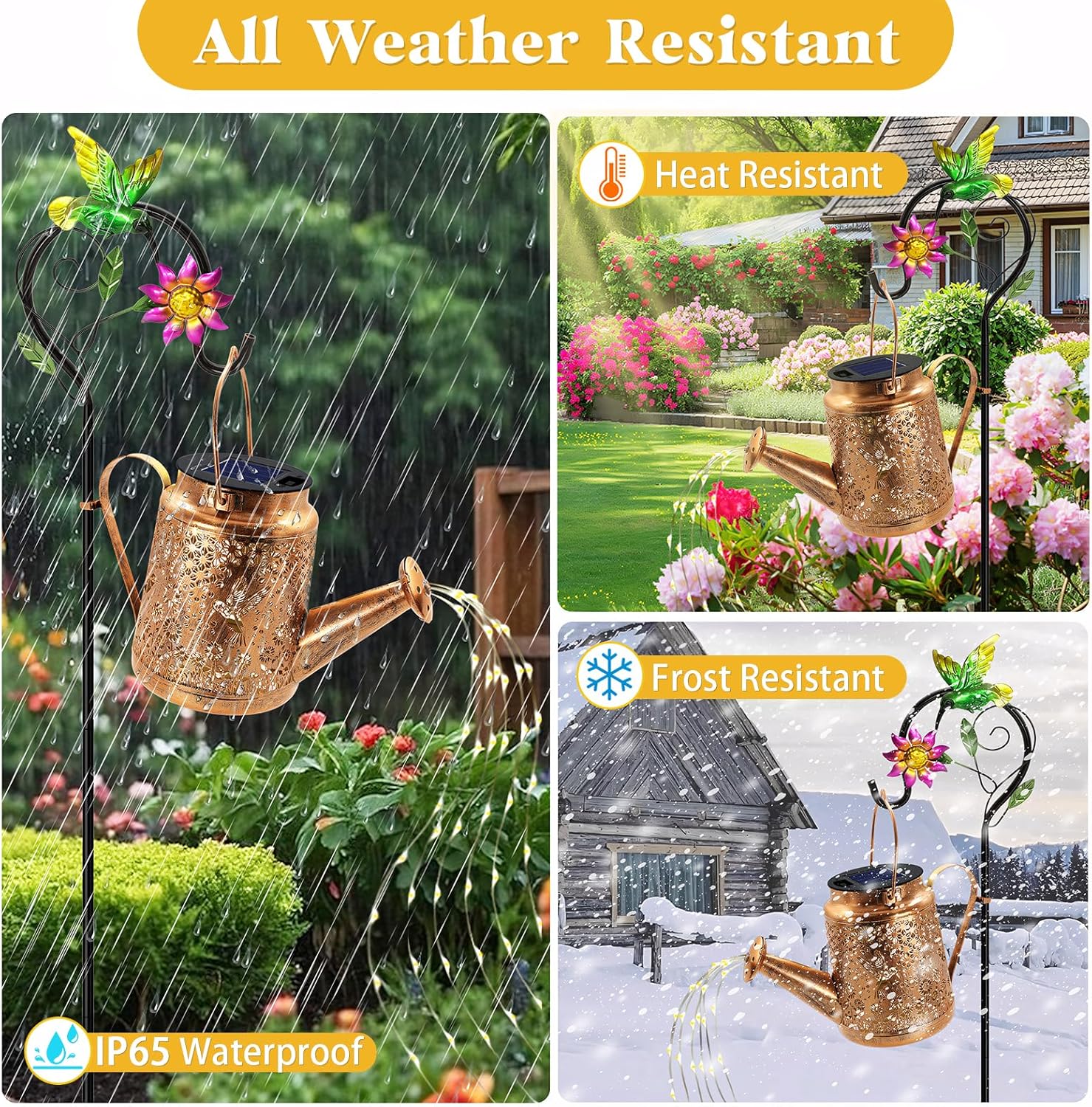 Solar Watering Can Lights, Hummingbird Hanging Lanterns Outdoor, Birthday Gifts for Mom Women Grandma , Waterproof Solar Lights Garden Decor for Outside Yard Art Patio Porch Lawn Backyard - Image 5