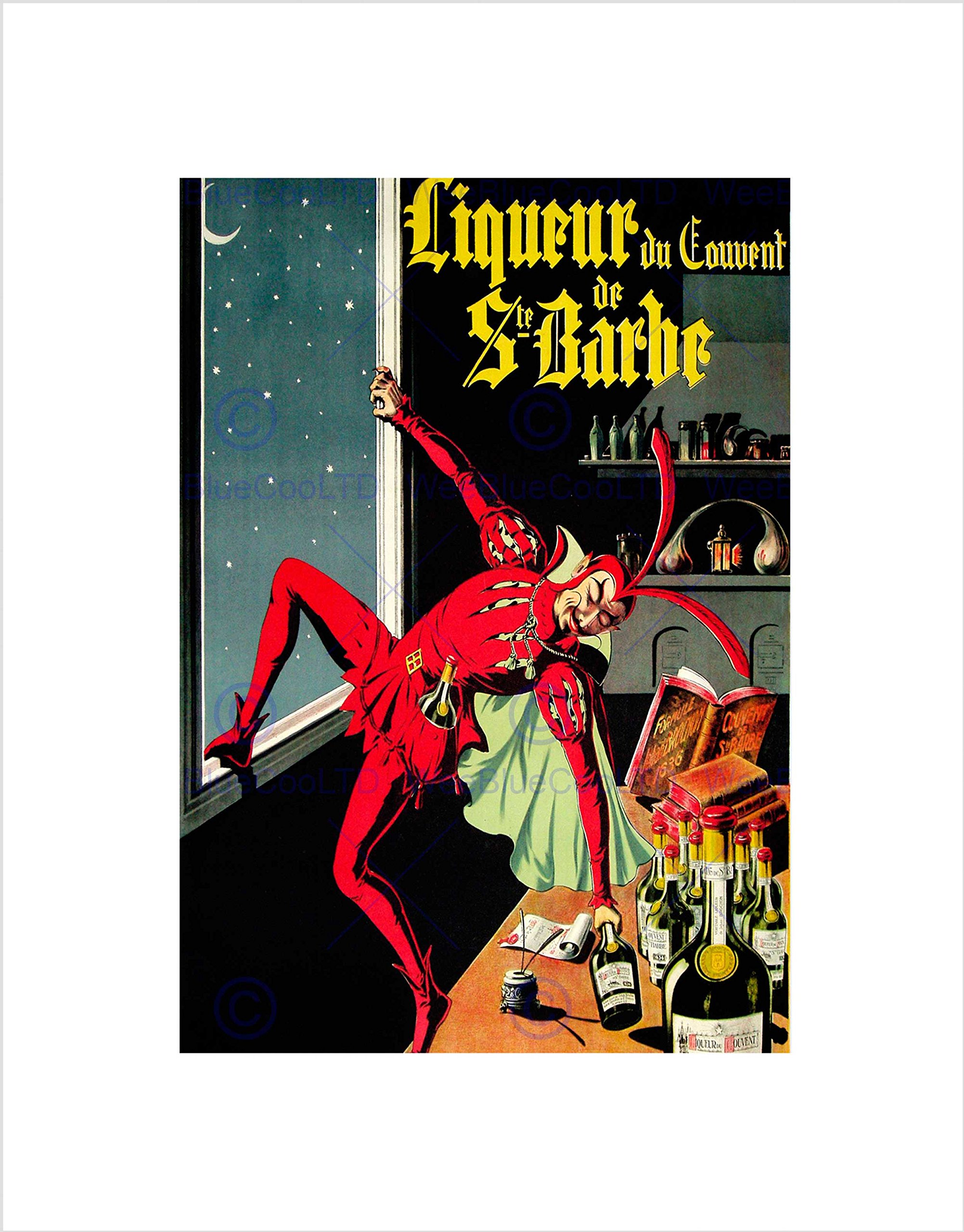 Wee Blue Coo Advert Jester Beverage Alcohol Liqueur Ste Barbe Wall Art Print