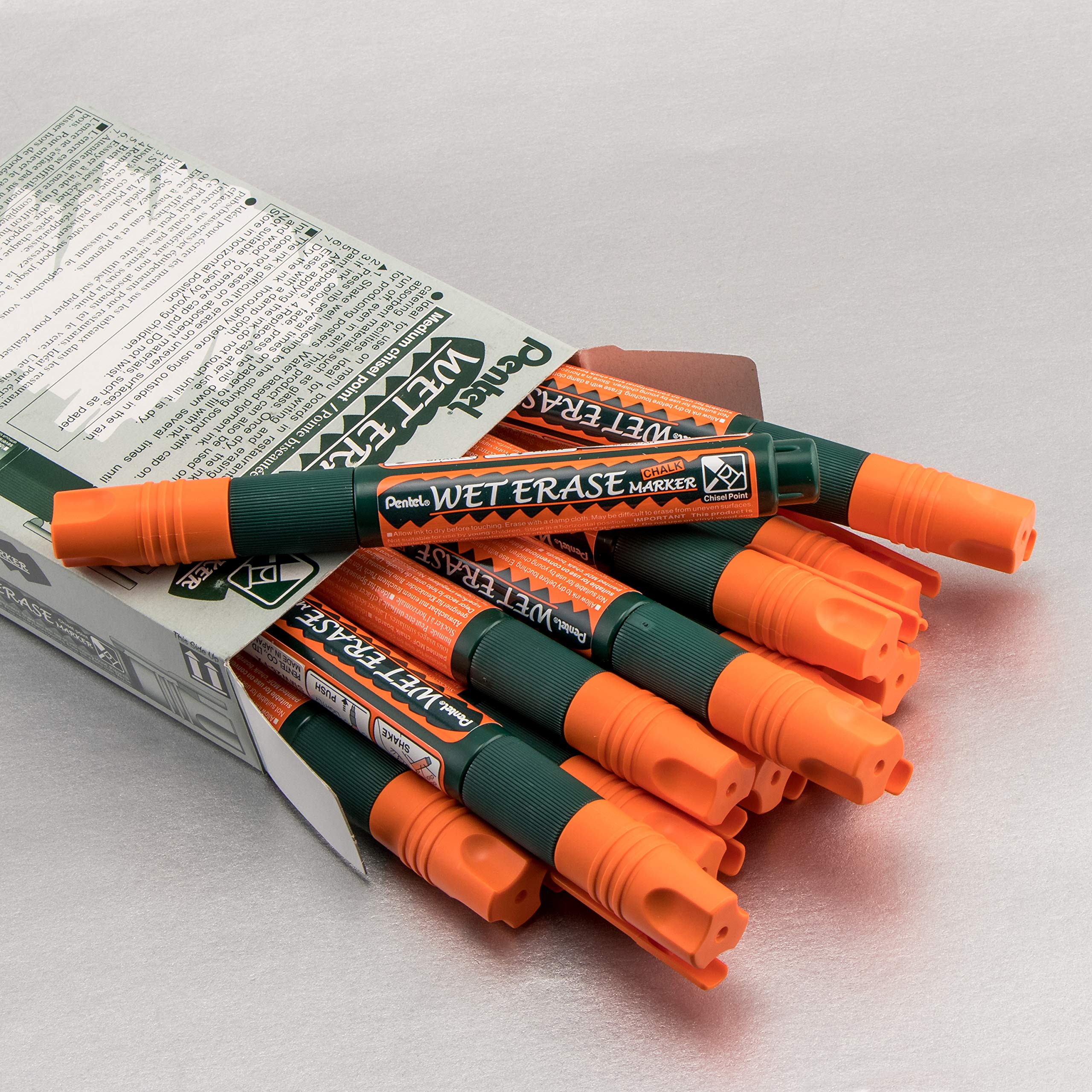 Pentel Artes Wet Erase – Juego de rotuladores para pizarra (punta biselada de,
